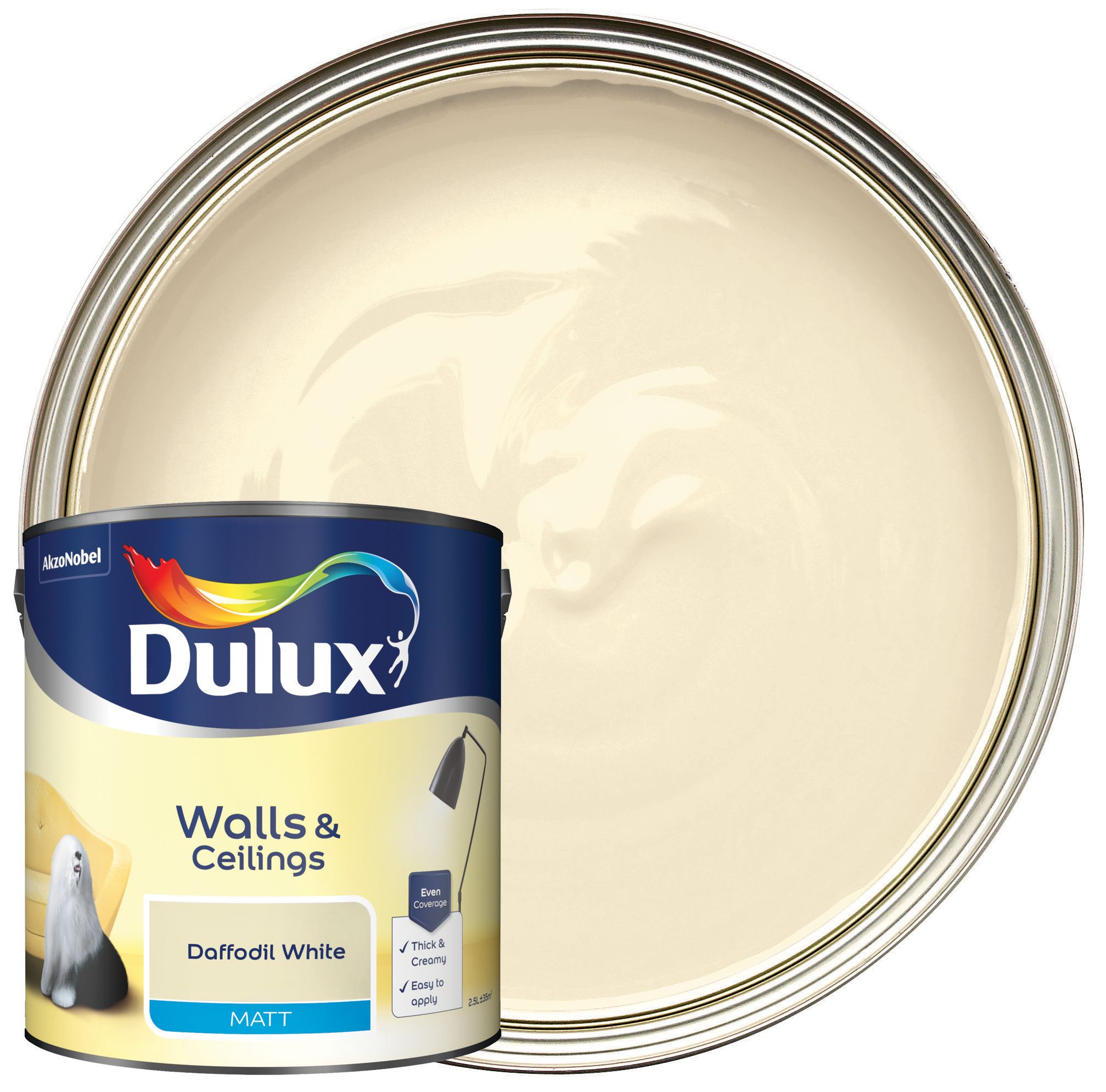 Image of Dulux Matt Emulsion Paint - Daffodil White - 2.5L