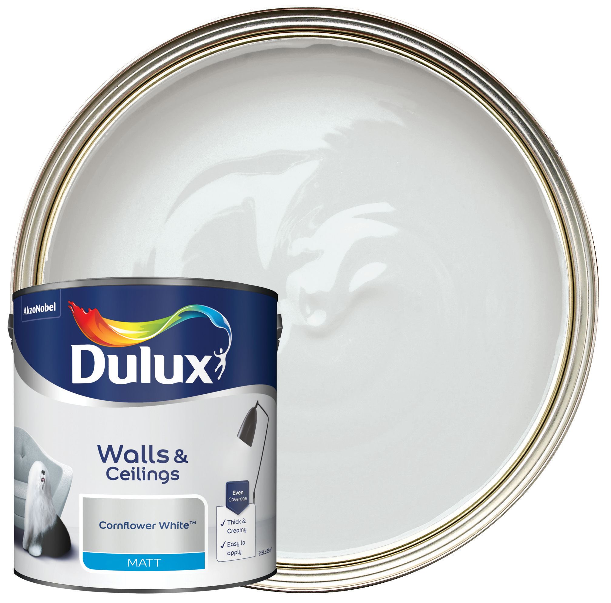 Dulux Matt Emulsion Paint - Cornflower White - 2.5L