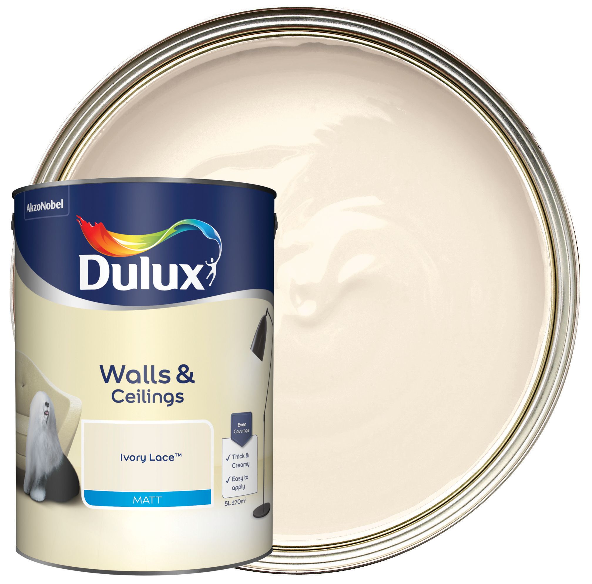 Image of Dulux Matt Emulsion Paint Ivory Lace - 5L