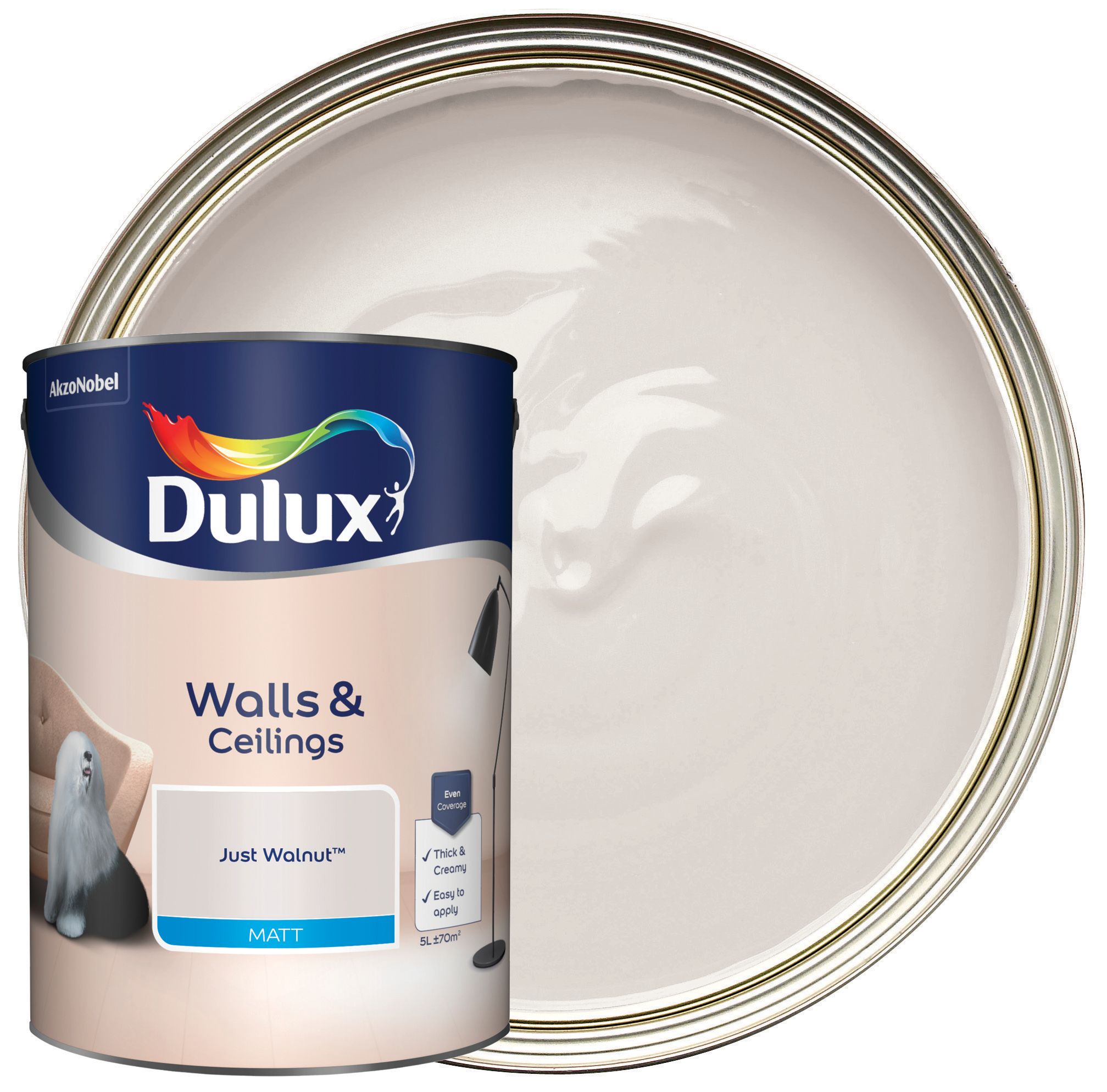 Image of Dulux Matt Emulsion Paint Just Walnut - 5L