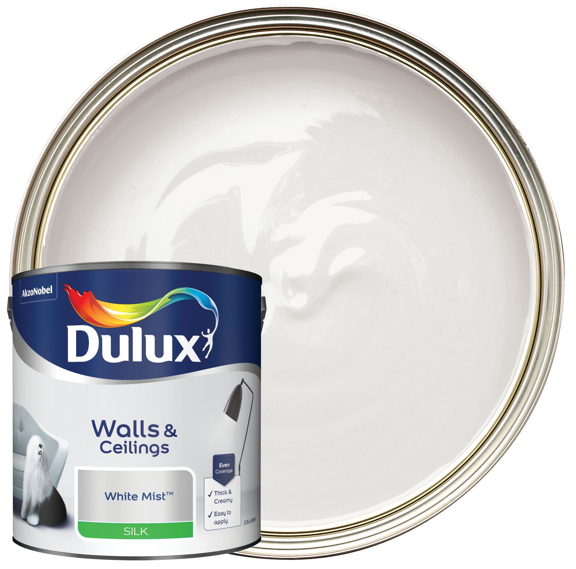 Dulux Silk Emulsion Paint - White Mist - 2.5L