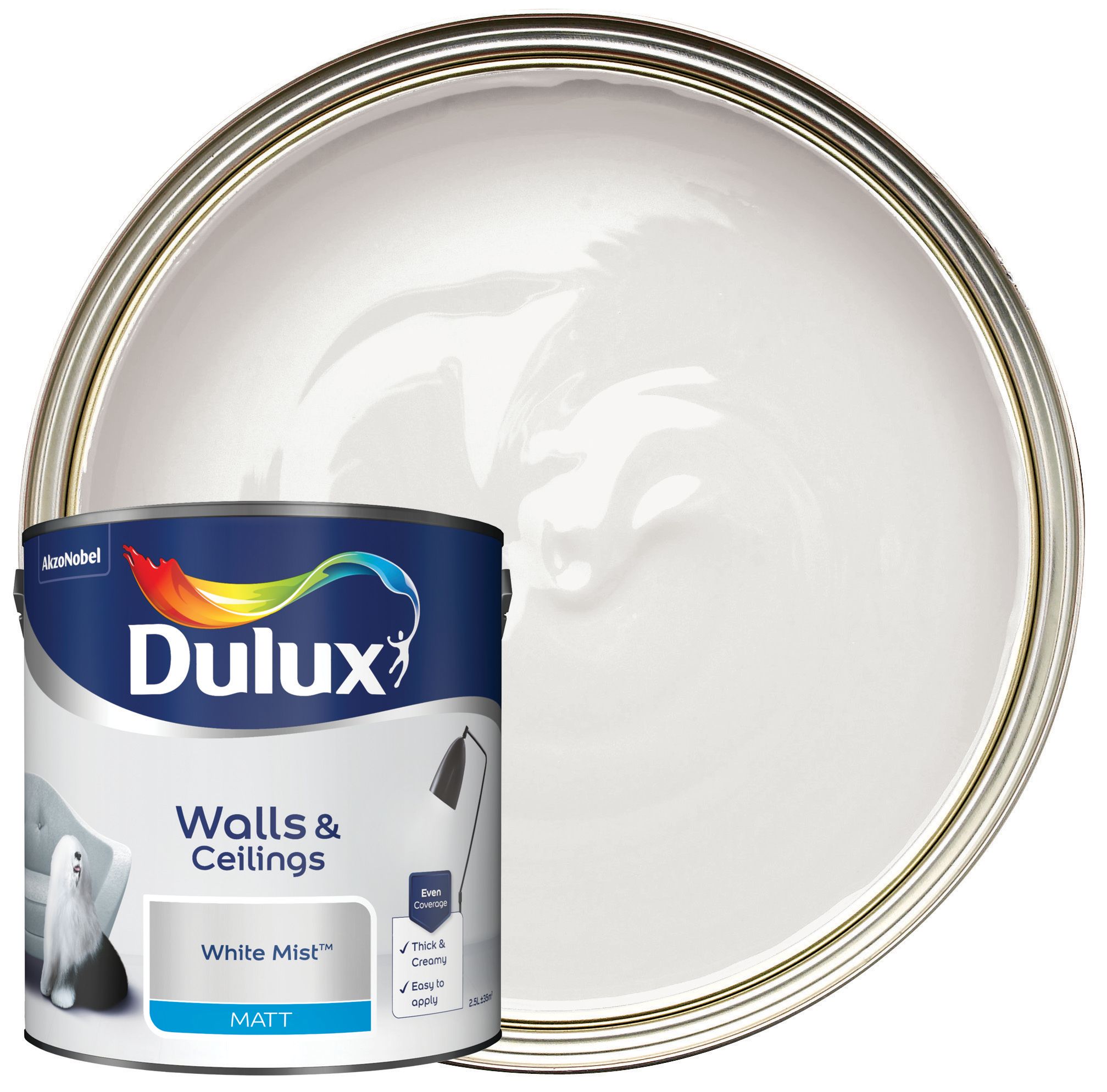 Dulux Matt Emulsion Paint - White Mist - 2.5L