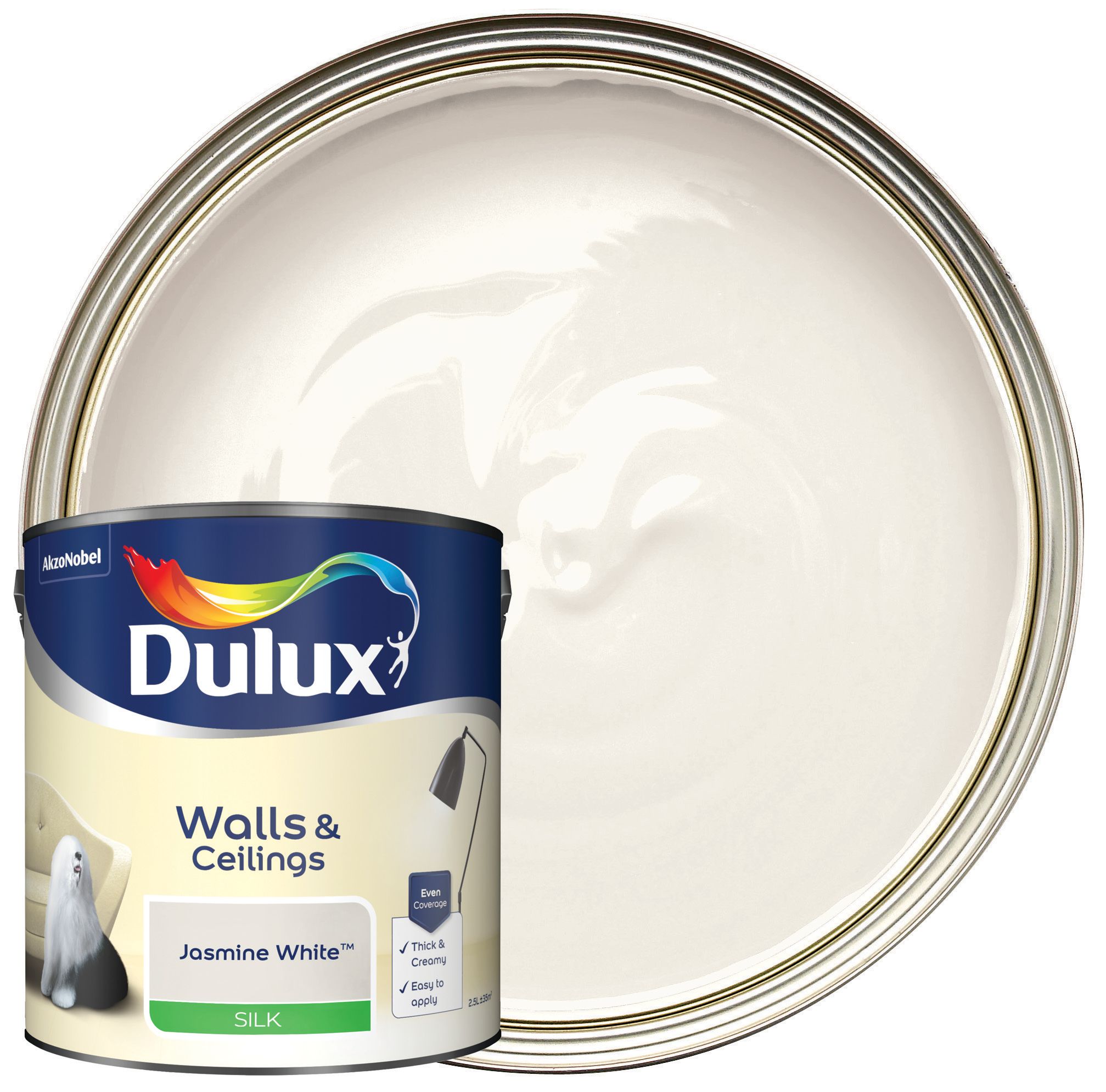 Dulux Silk Emulsion Paint - Jasmine White - 2.5L