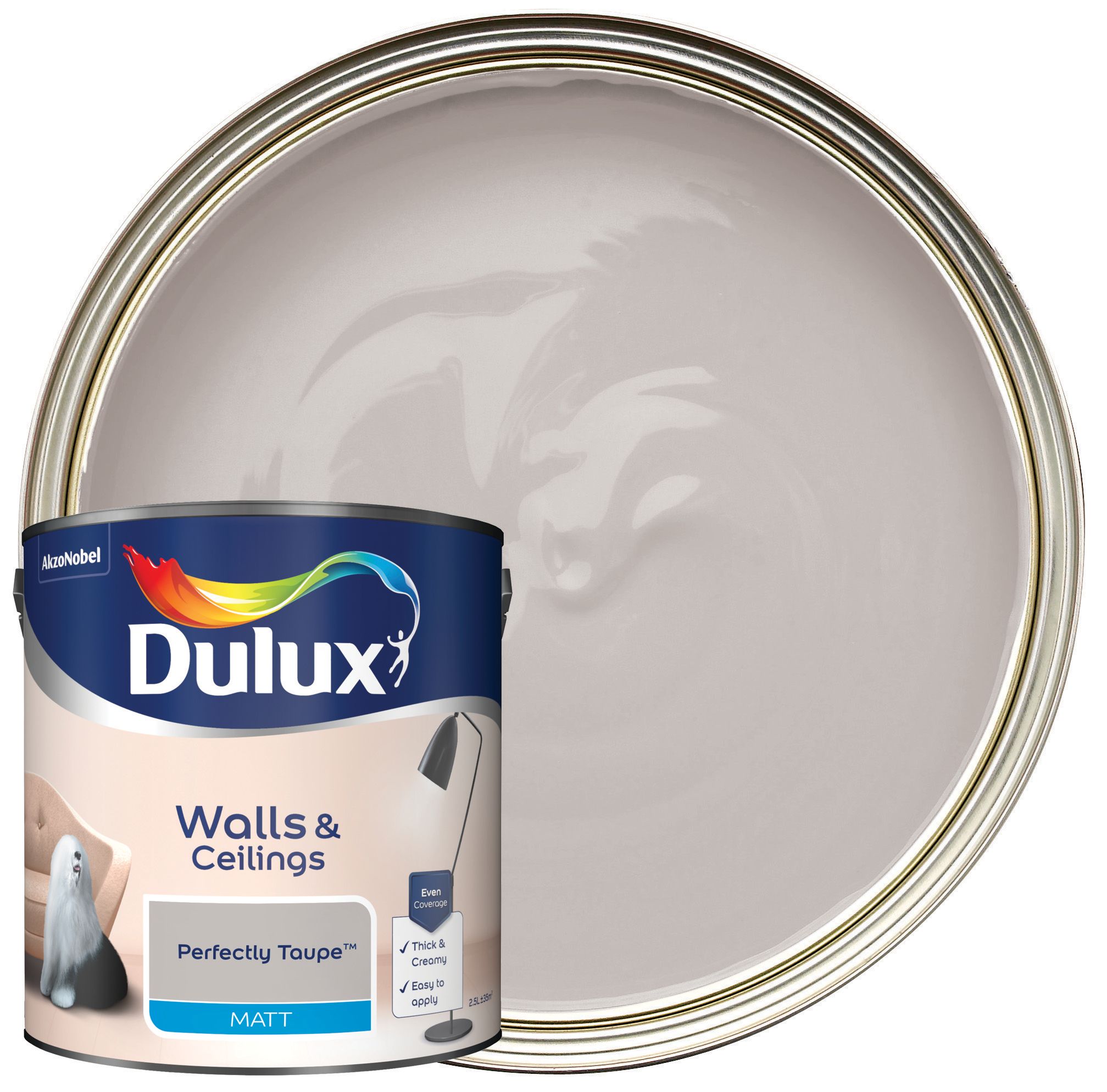 Image of Dulux Matt Emulsion Paint - Perfectly Taupe - 2.5L