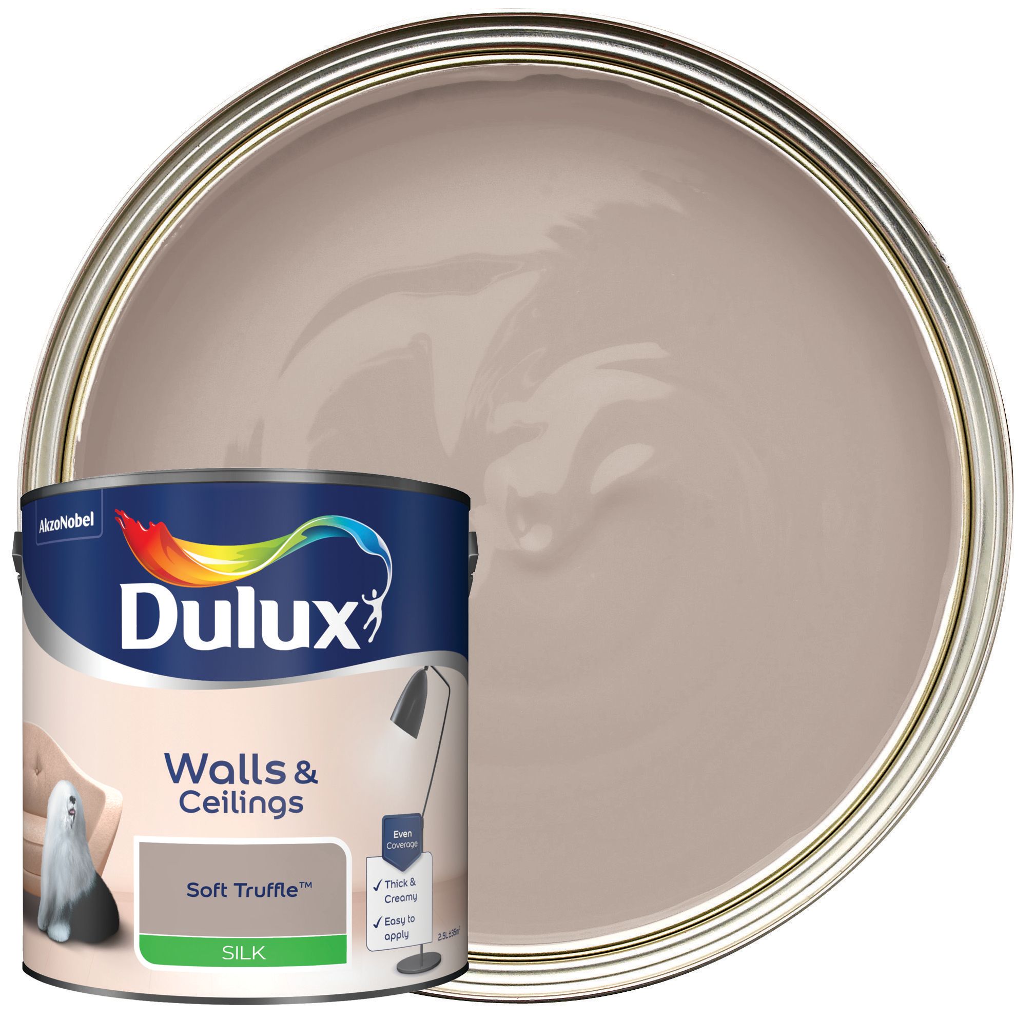 Image of Dulux Silk Emulsion Paint - Soft Truffle - 2.5L