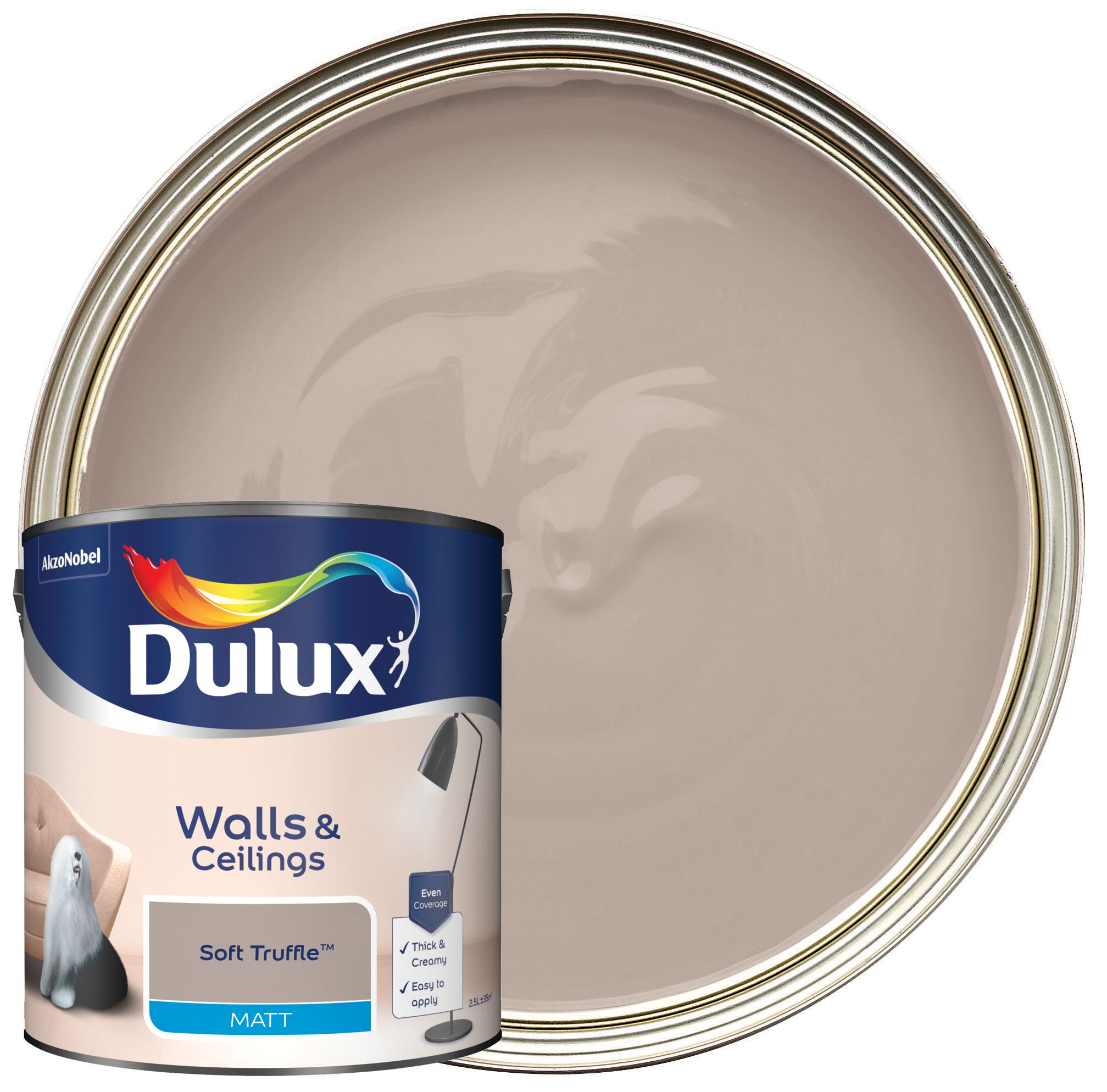 Image of Dulux Matt Emulsion Paint - Soft Truffle - 2.5L