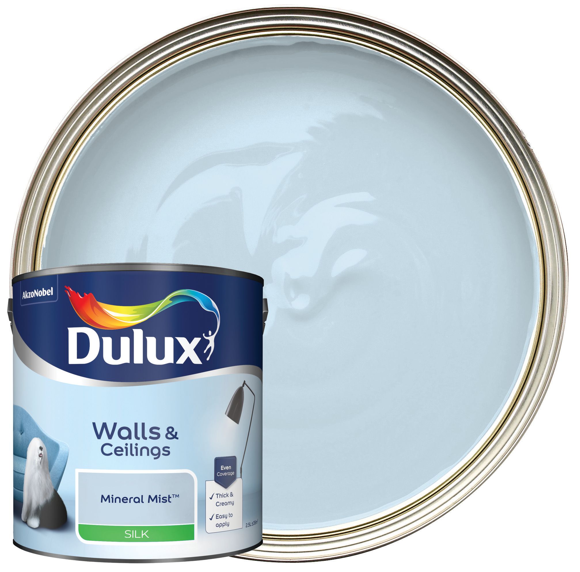 Dulux Silk Emulsion Paint - Mineral Mist - 2.5L