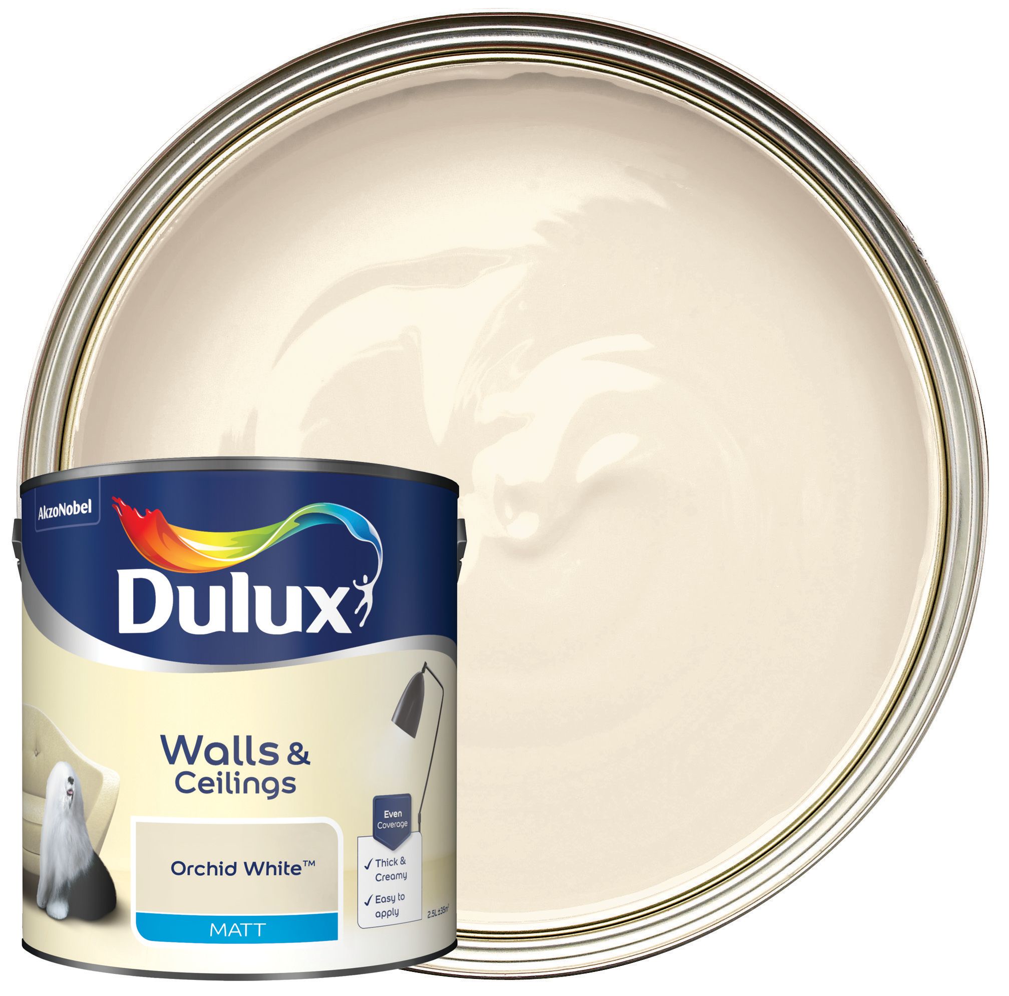 Image of Dulux Matt Emulsion Paint - Orchid White - 2.5L
