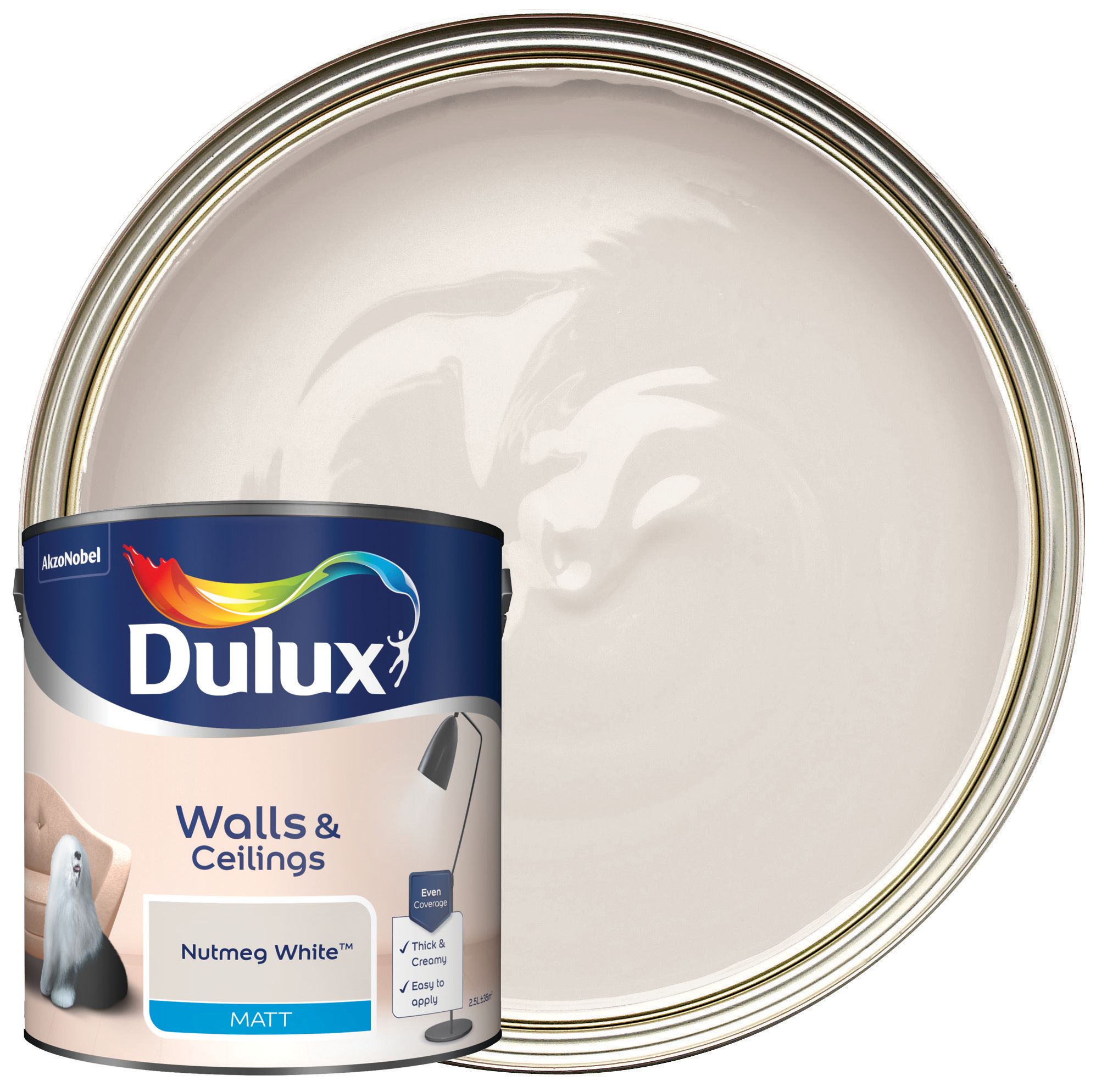 Dulux Matt Emulsion Paint - Nutmeg White - 2.5L