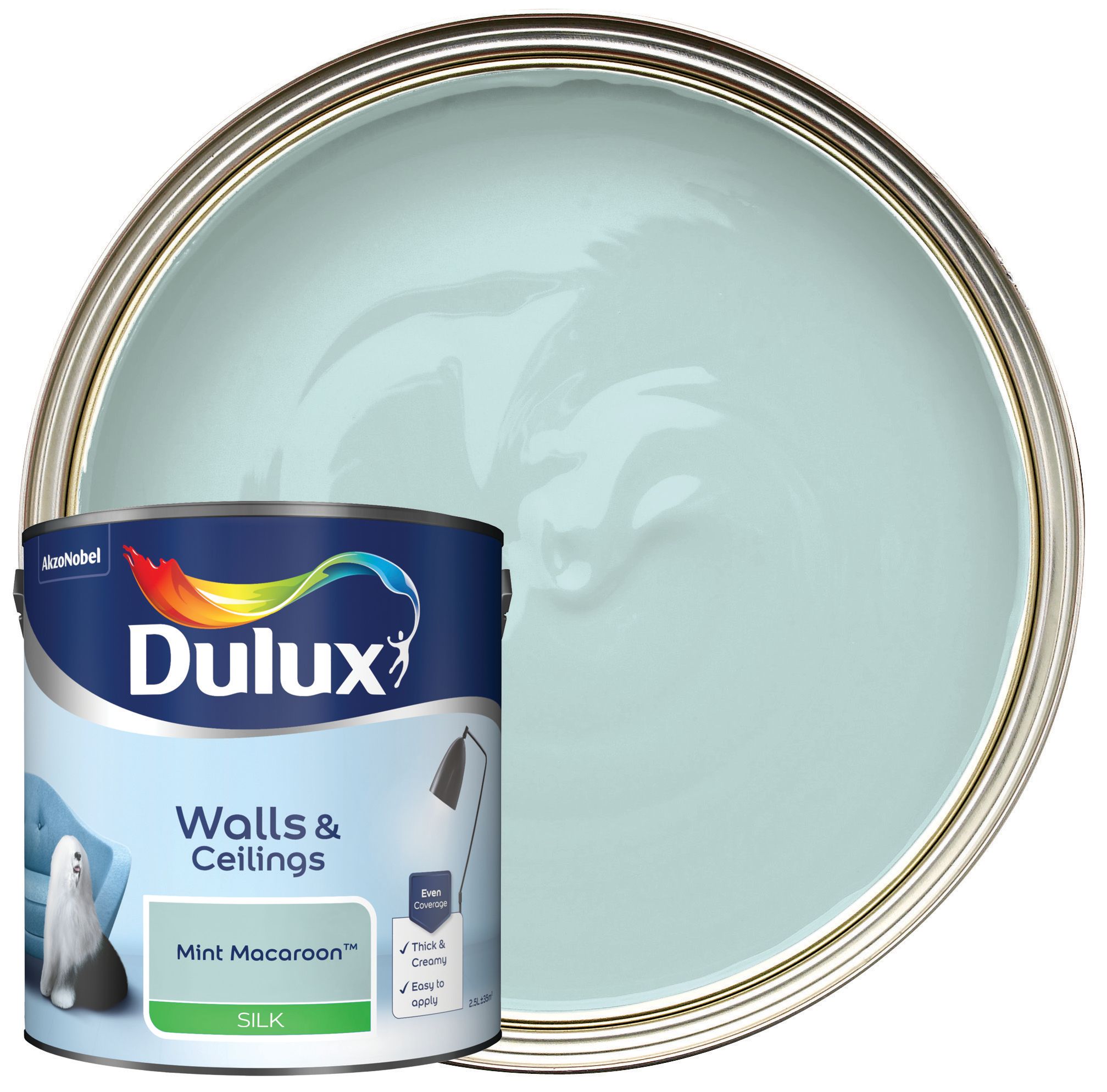 Image of Dulux Silk Emulsion Paint - Mint Macaroon - 2.5L