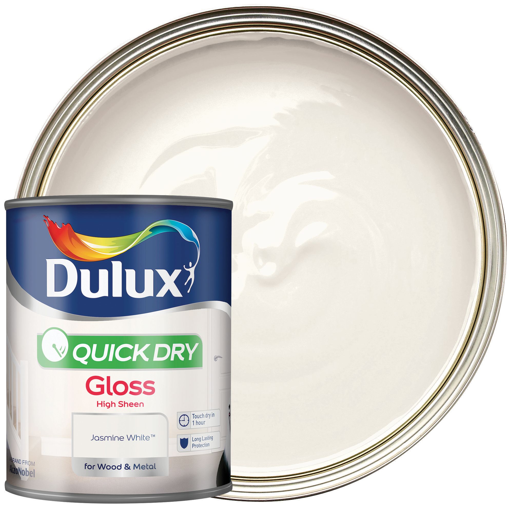 Dulux Quick Dry Gloss Paint - Jasmine White - 750ml