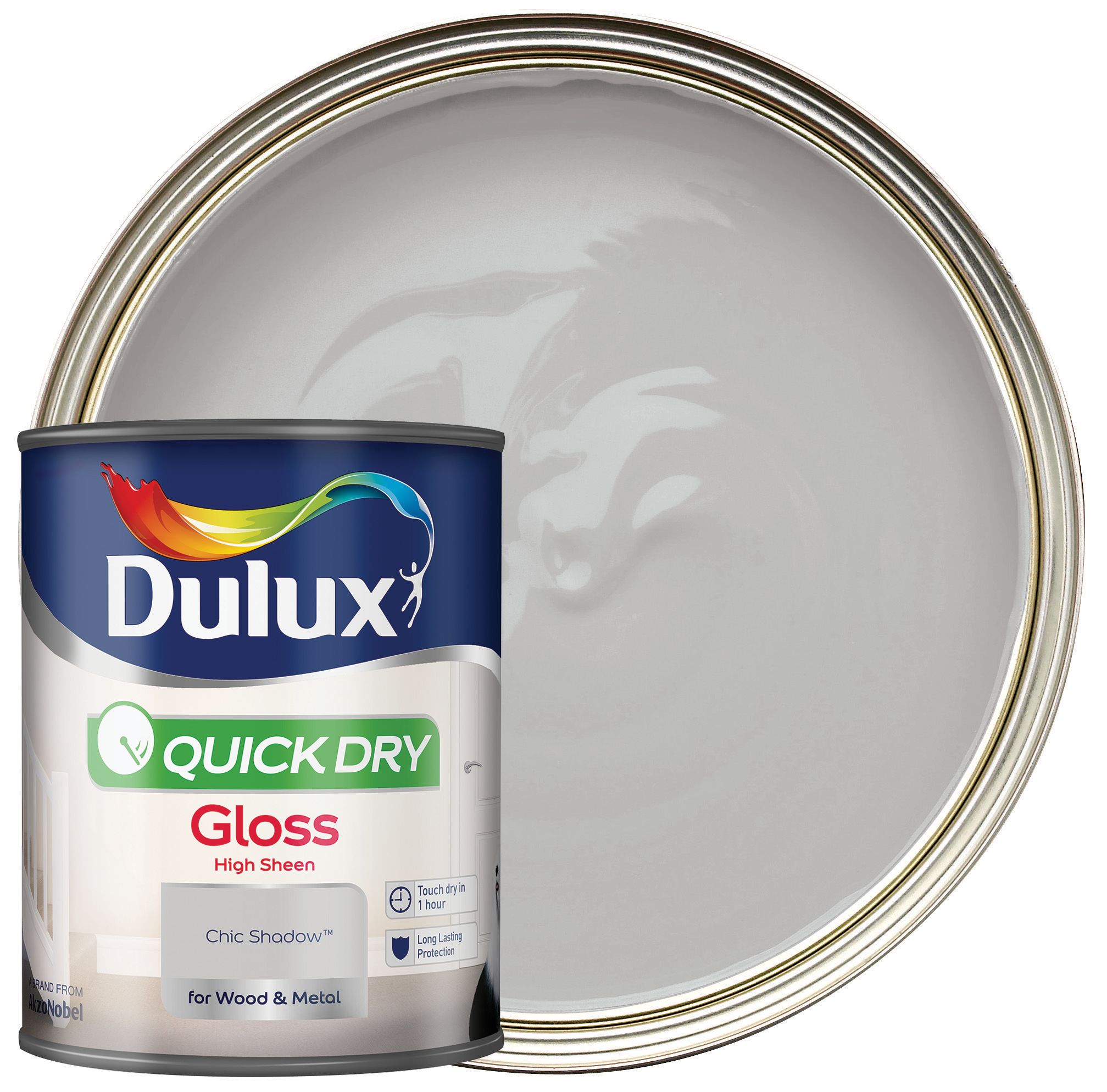 Image of Dulux Quick Dry Gloss Paint Chic Shadow - 750ml