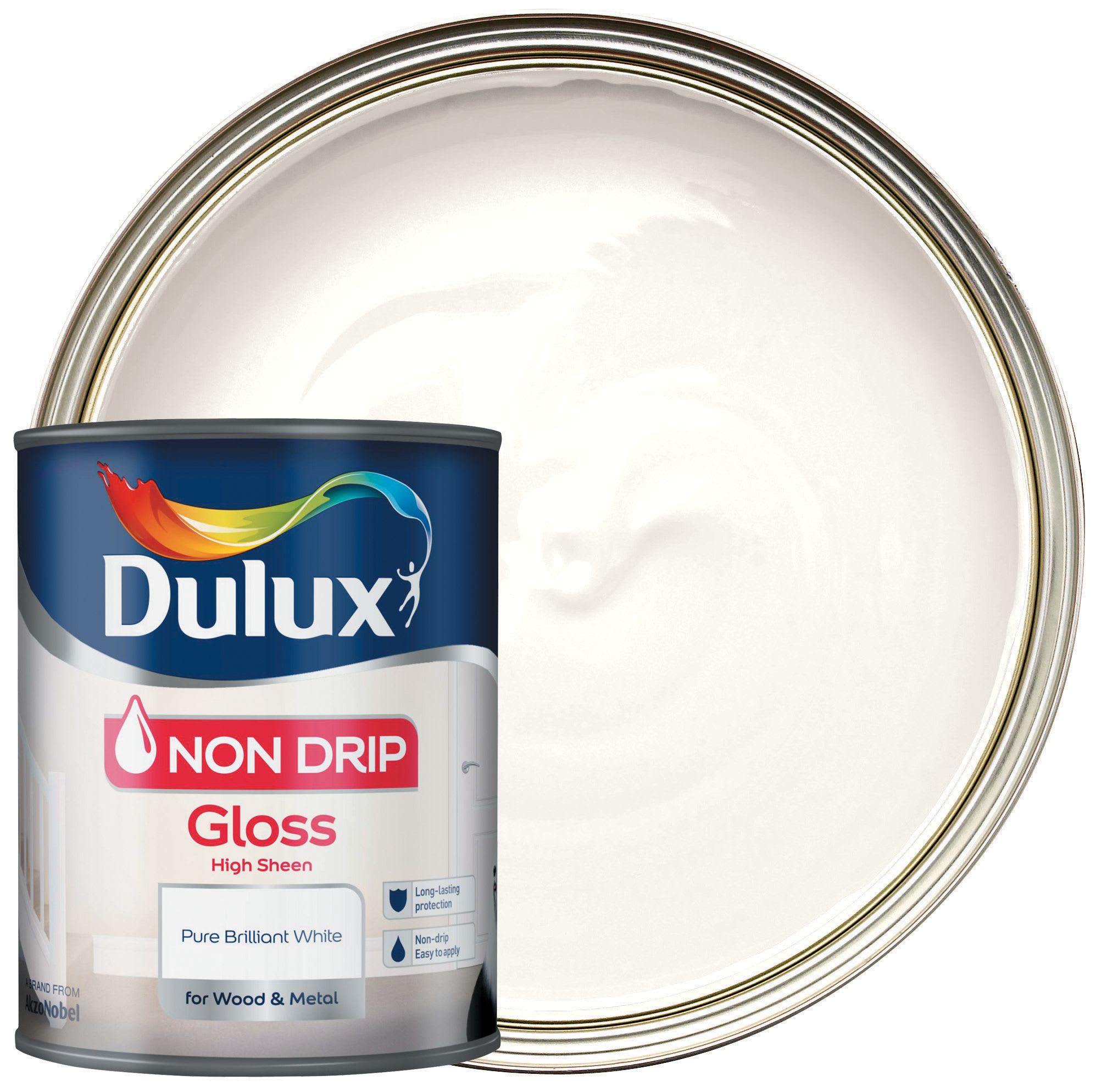 Dulux Non Drip Gloss Paint Pure Brilliant White 750ml Wickes.co.uk