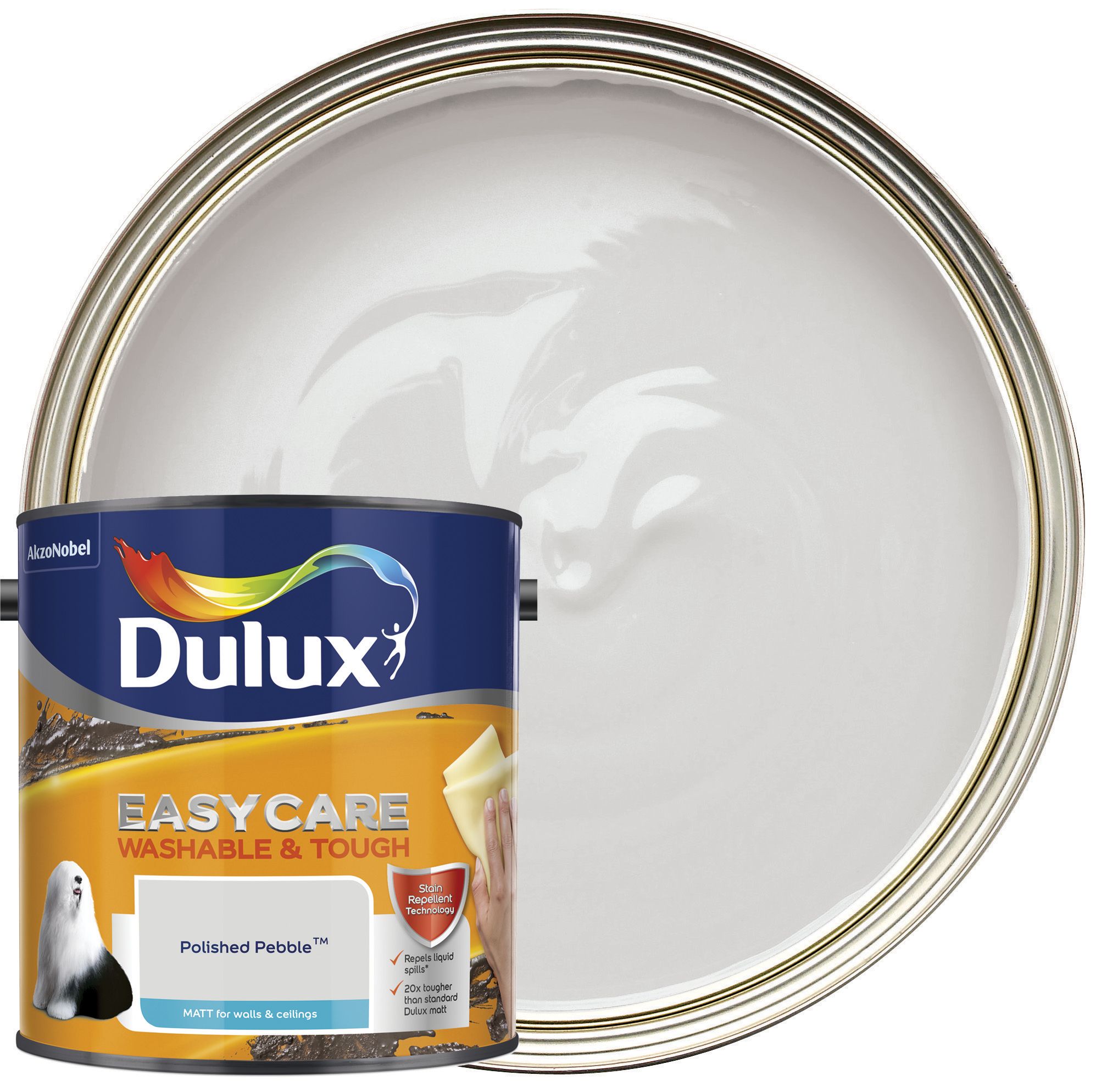 Dulux Easycare Washable & Tough Matt Emulsion Paint - Polished Pebble - 2.5L