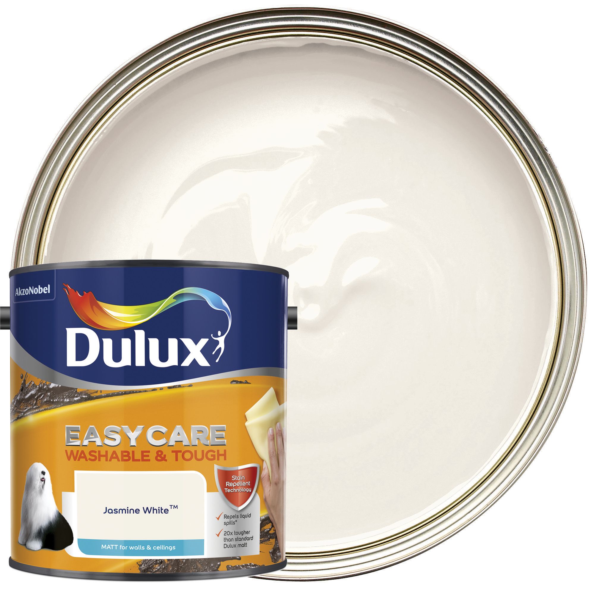 Image of Dulux Easycare Washable & Tough Matt Emulsion Paint - Jasmine White - 2.5L