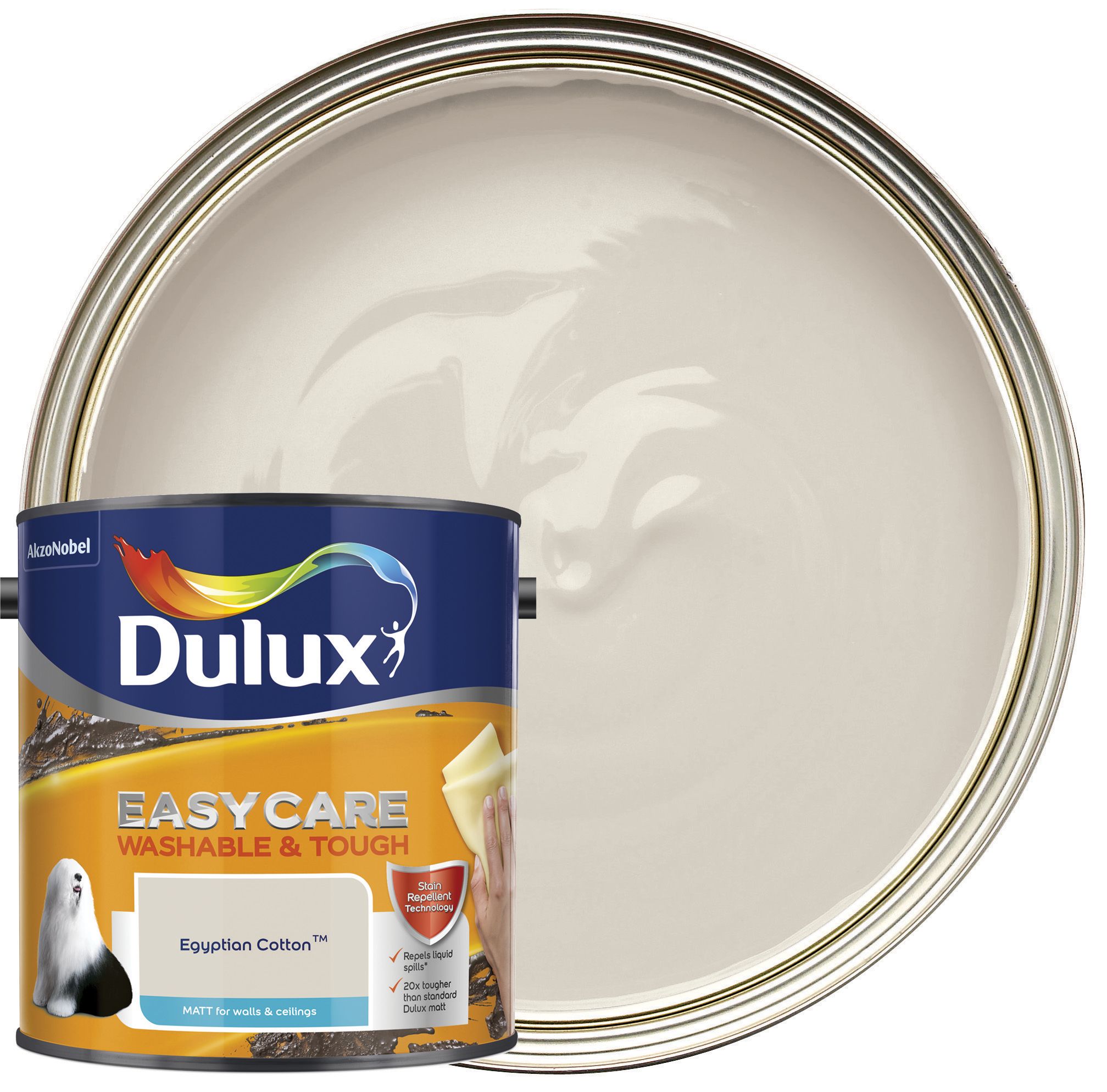 Image of Dulux Easycare Washable & Tough Matt Emulsion Paint - Egyptian Cotton - 2.5L