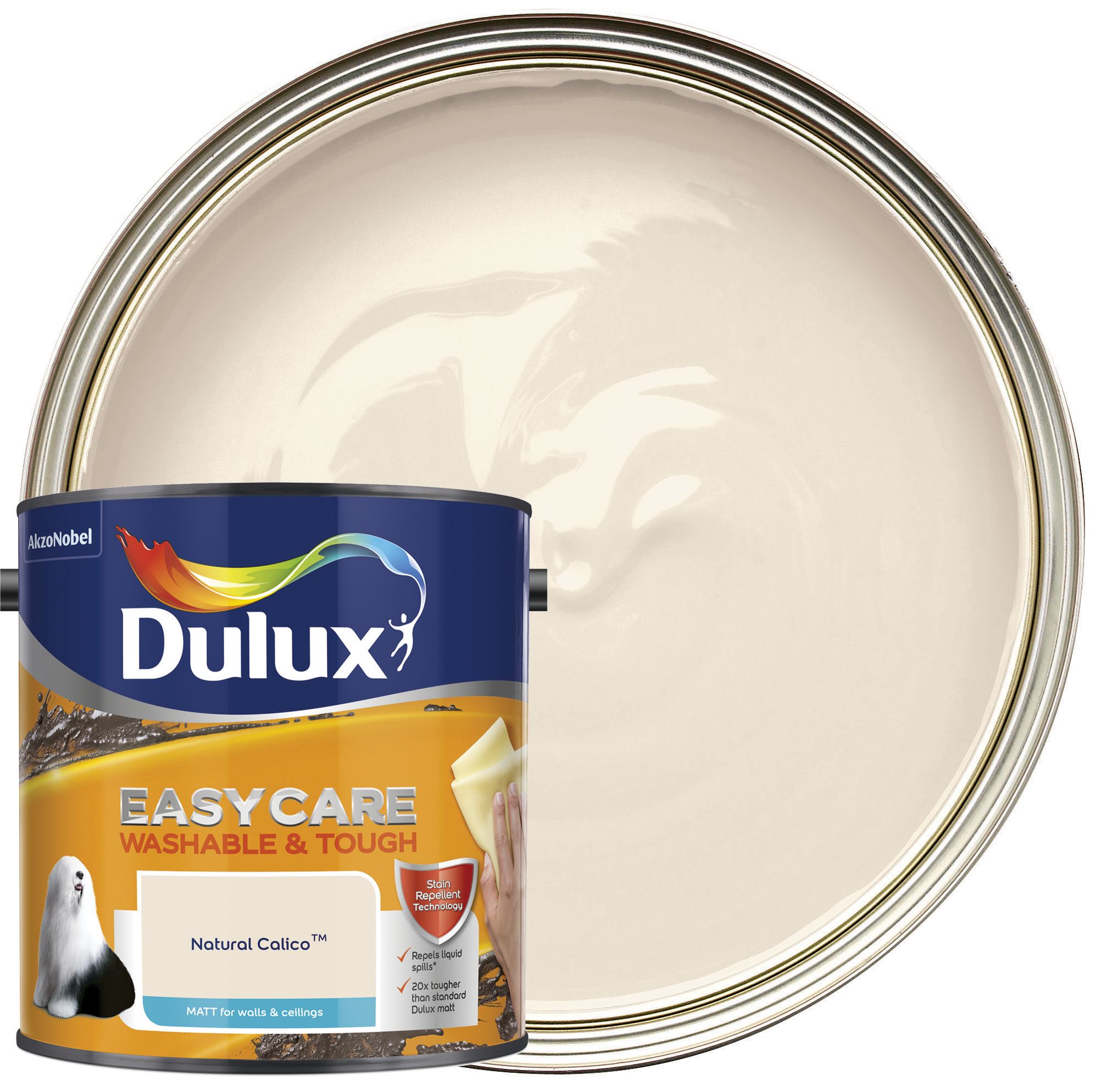 Image of Dulux Easycare Washable & Tough Matt Emulsion Paint - Natural Calico - 2.5L