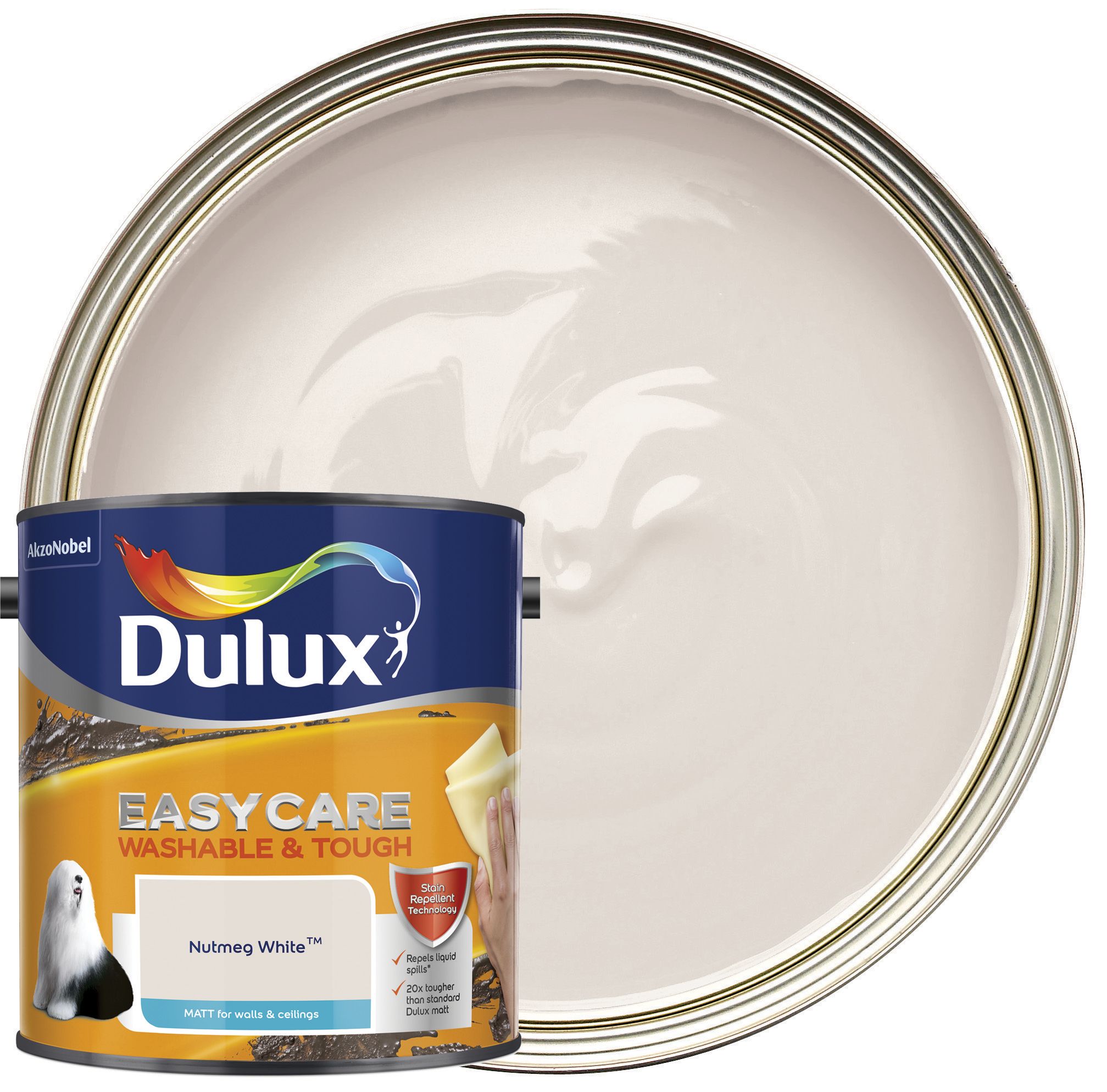Dulux Easycare Washable & Tough Matt Emulsion Paint - Nutmeg White - 2.5L