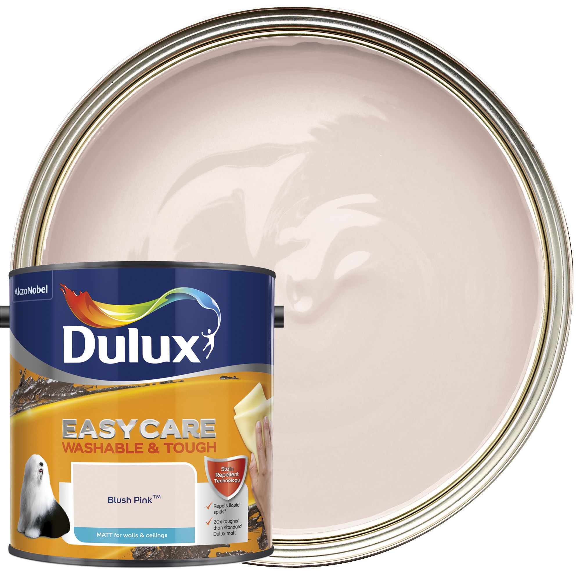Image of Dulux Easycare Washable & Tough Matt Emulsion Paint - Blush Pink - 2.5L