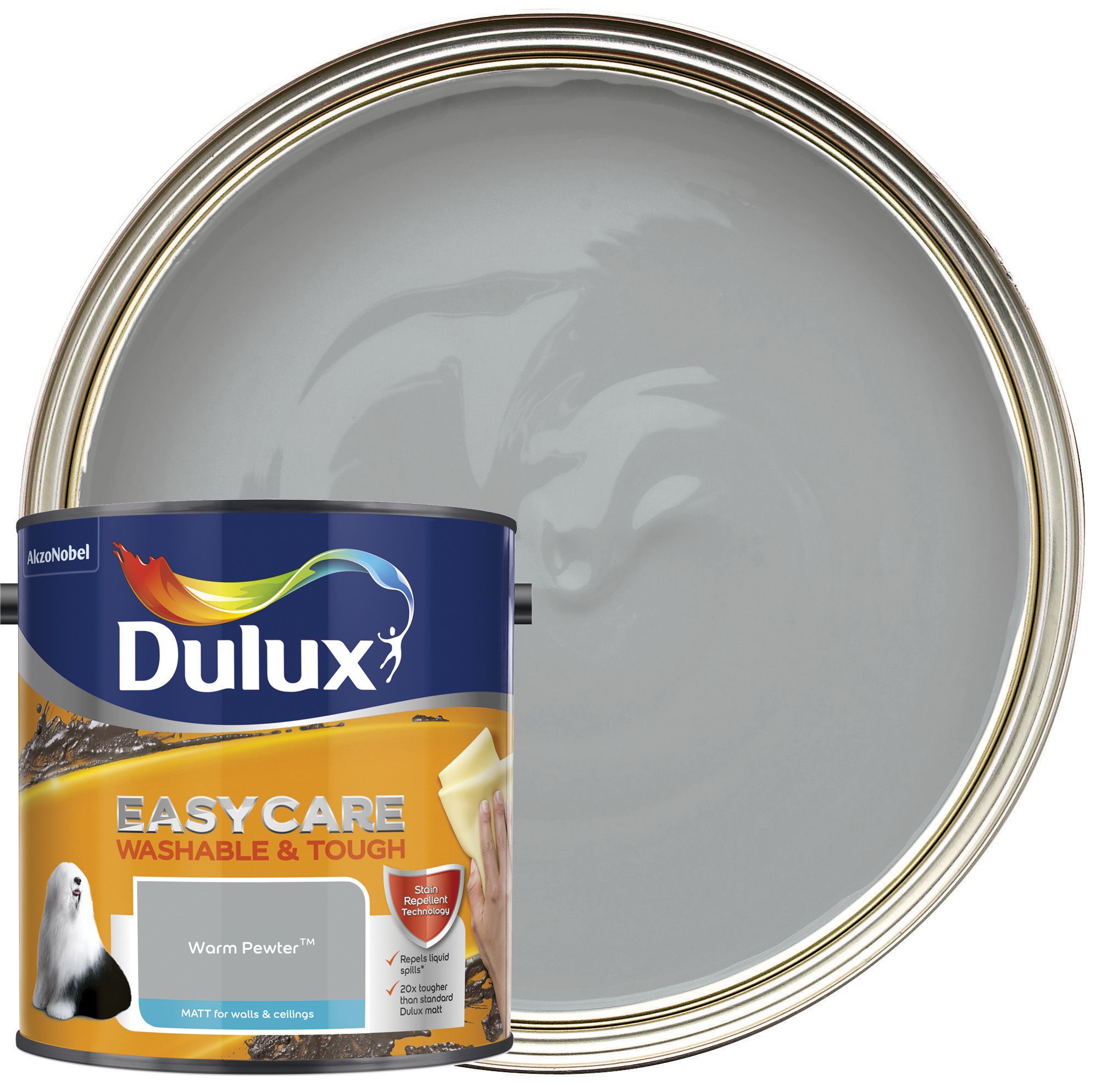 Image of Dulux Easycare Washable & Tough Matt Emulsion Paint - Warm Pewter - 2.5L