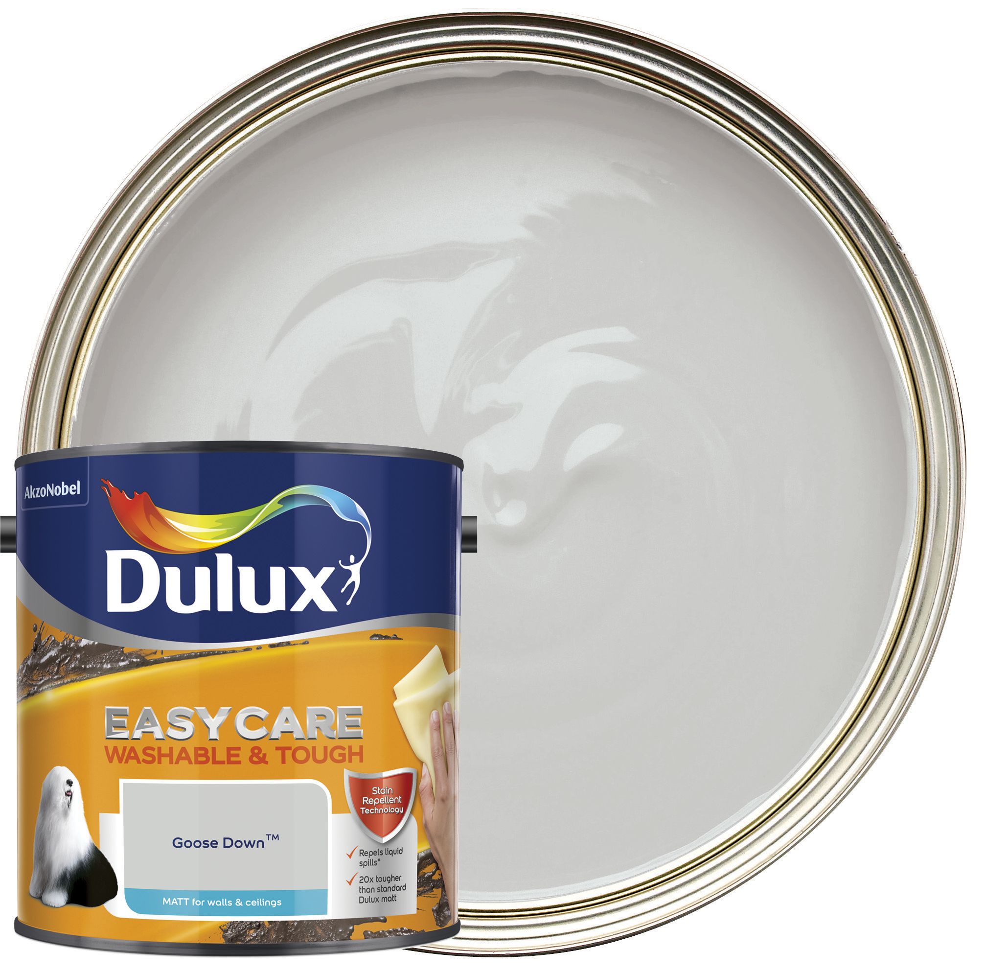 Image of Dulux Easycare Washable & Tough Matt Emulsion Paint - Goose Down - 2.5L