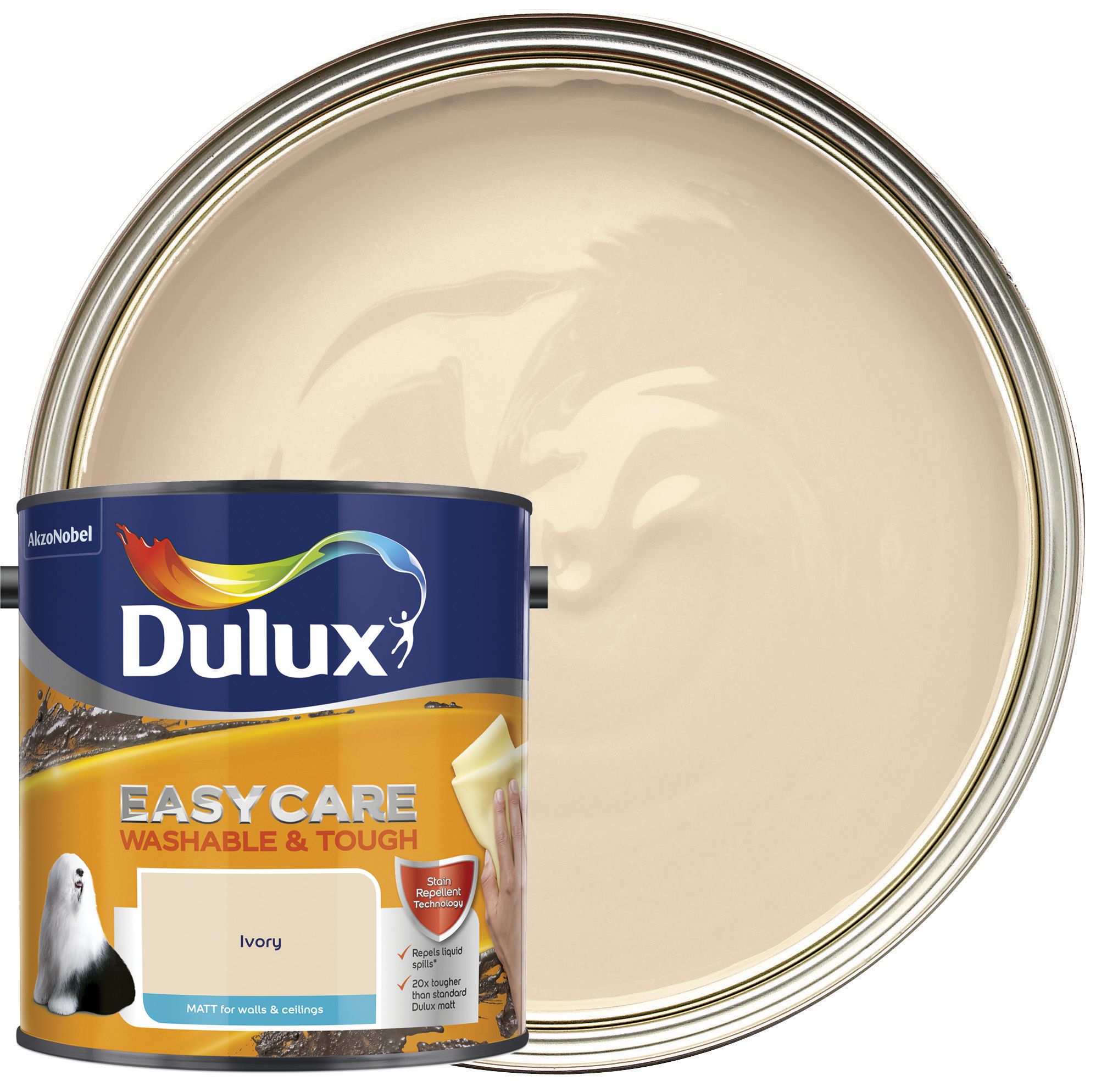 Image of Dulux Easycare Washable & Tough Matt Emulsion Paint - Ivory - 2.5L