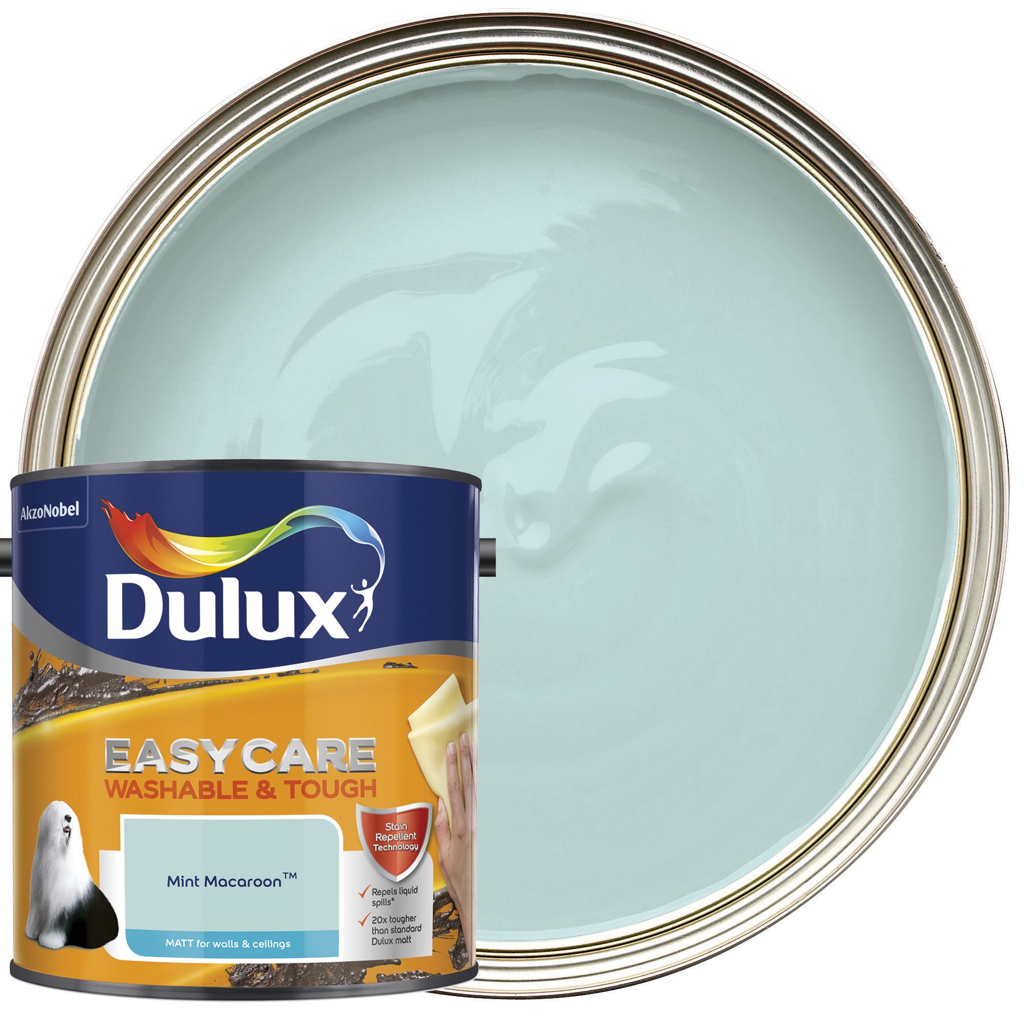 Image of Dulux Easycare Washable & Tough Matt Emulsion Paint - Mint Macaroon - 2.5L