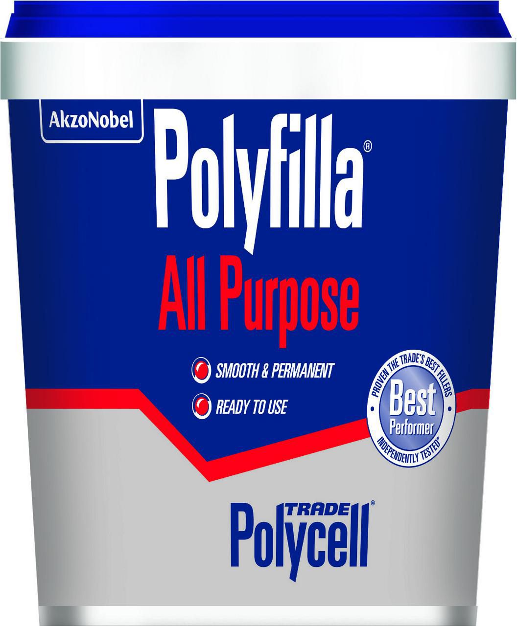 Image of Polycell Trade Polyfilla Ready Mixed All Purpose Filler - 1kg