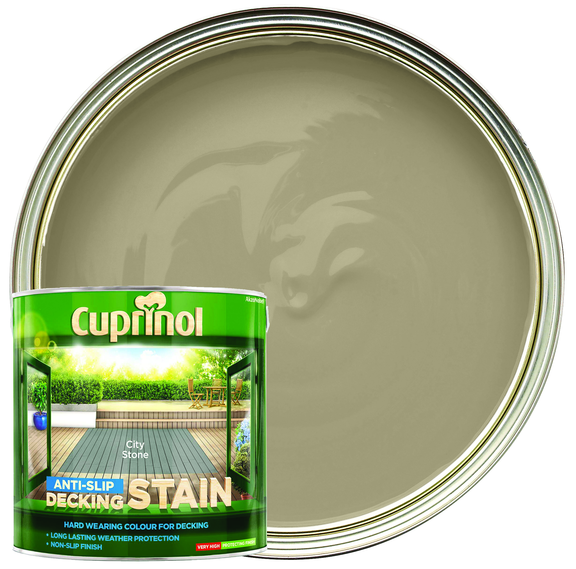 Image of Cuprinol Anti-Slip Decking Stain - City Stone - 2.5L