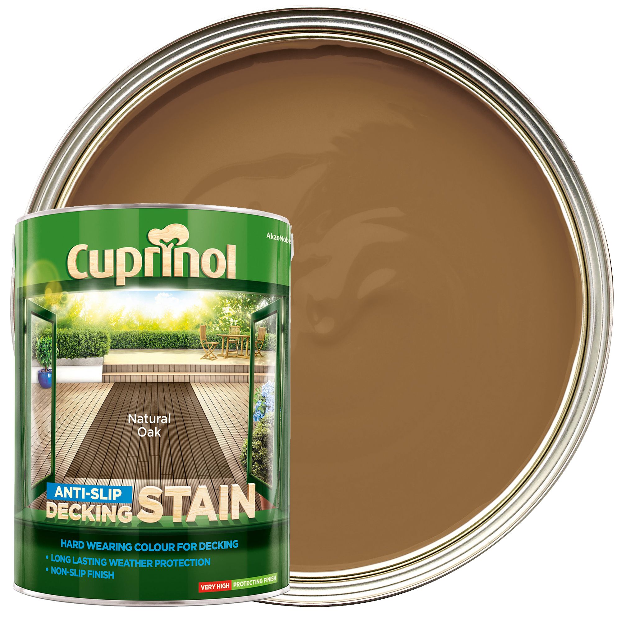 Image of Cuprinol Anti-Slip Decking Stain - Natural Oak 5L