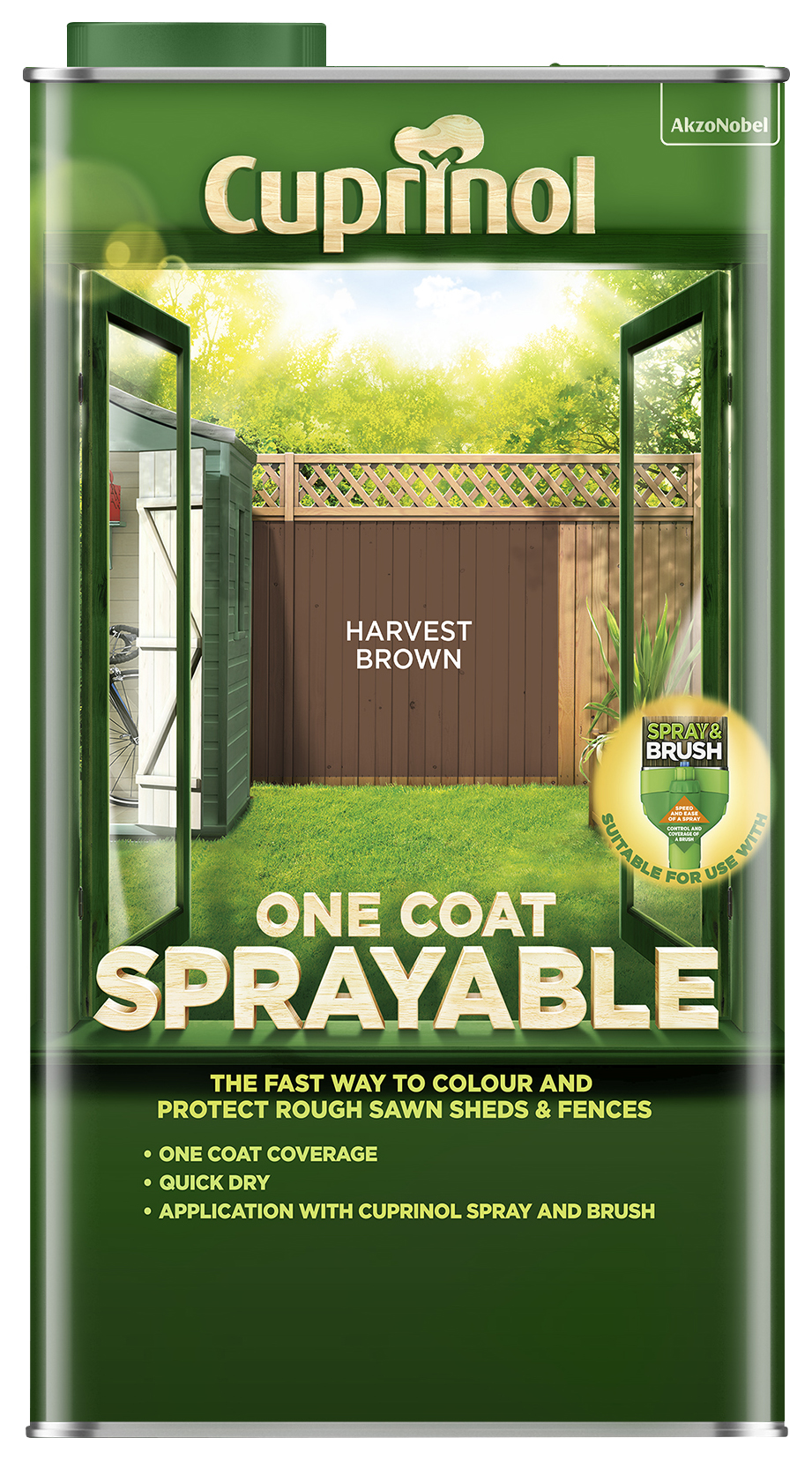 Cuprinol One Coat Sprayable Fence Treatment - Harvest Brown - 5L