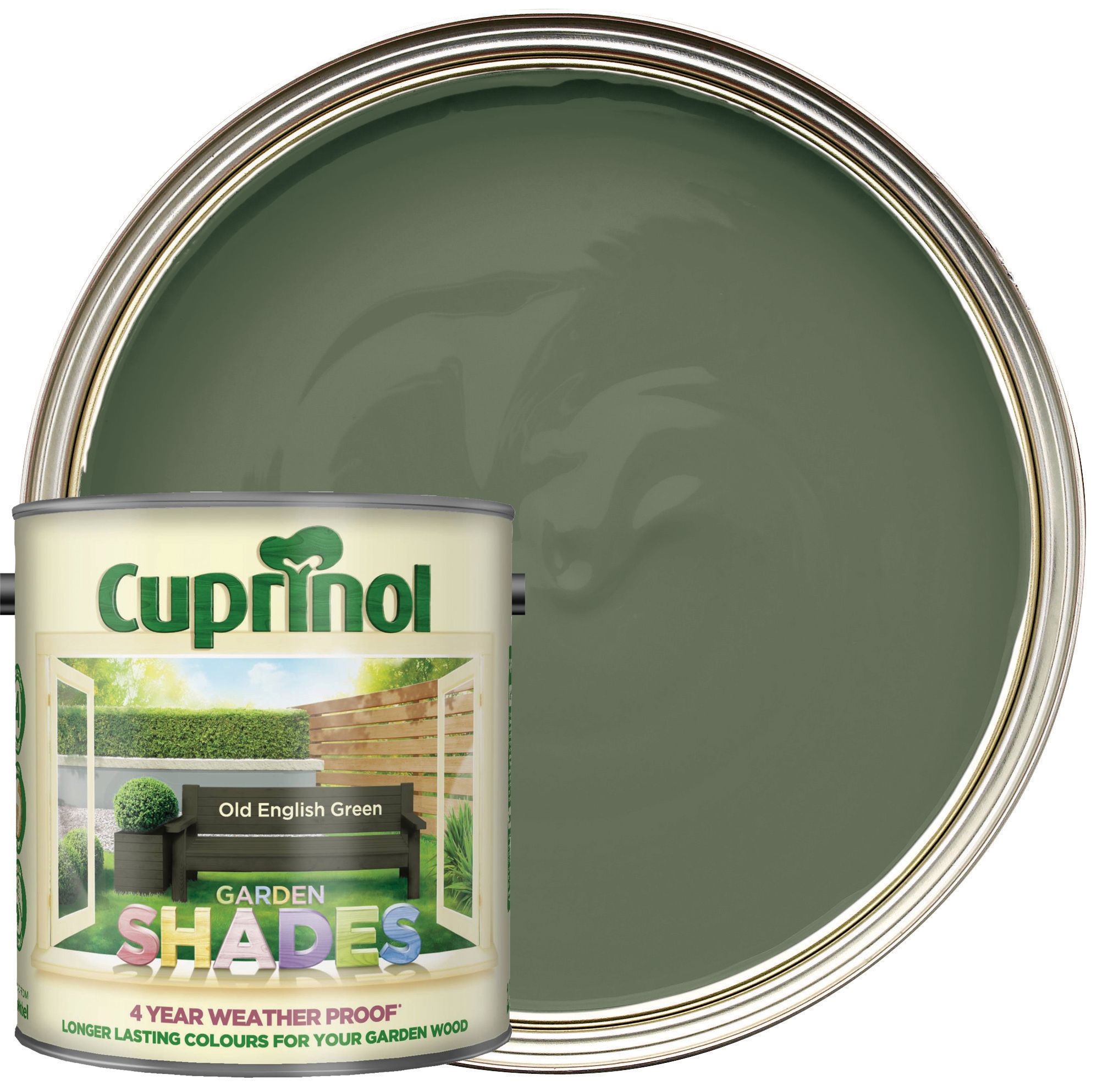 Image of Cuprinol Garden Shades Matt Wood Treatment - Old English Green 2.5L