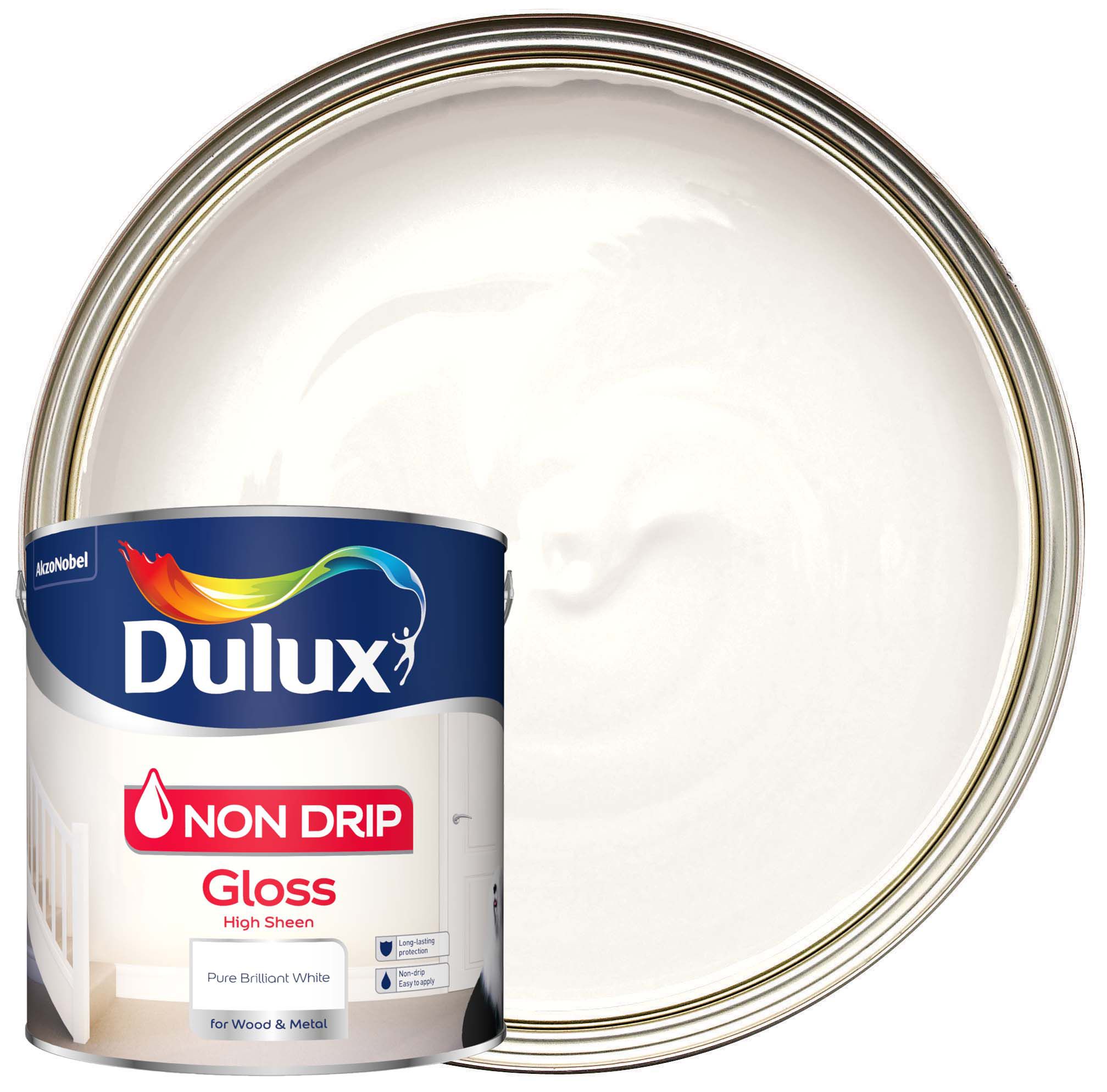 Dulux Non Drip Gloss Paint - Pure Brilliant White - 2.5L