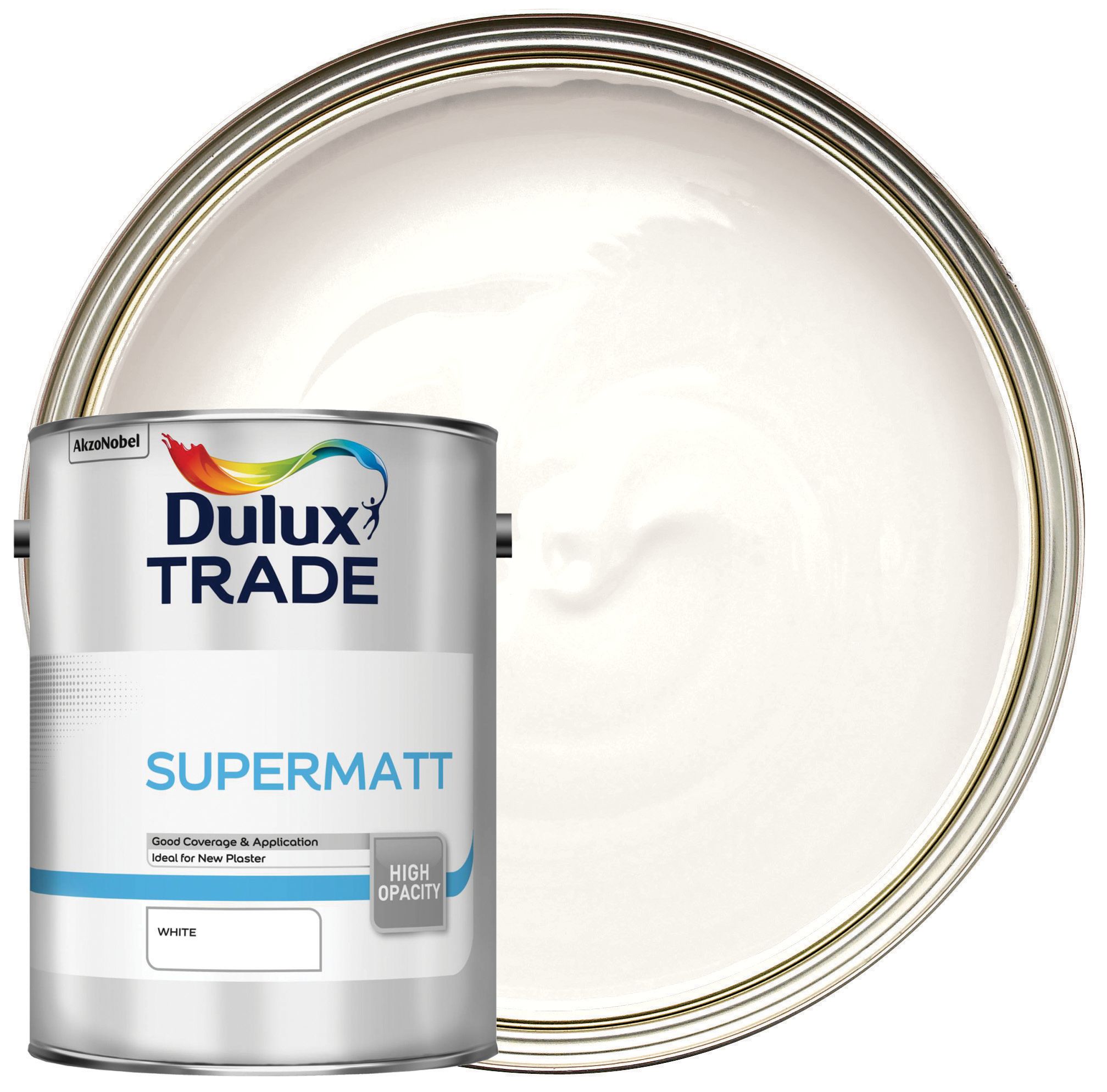 Image of Dulux Trade Supermatt Emulsion Paint - White - 5L