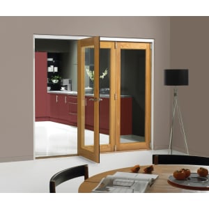 Wickes Belgrave Fully Glazed Oak 1 Lite Internal Bi-Fold 3 Door Set - 2074mm x 2390mm
