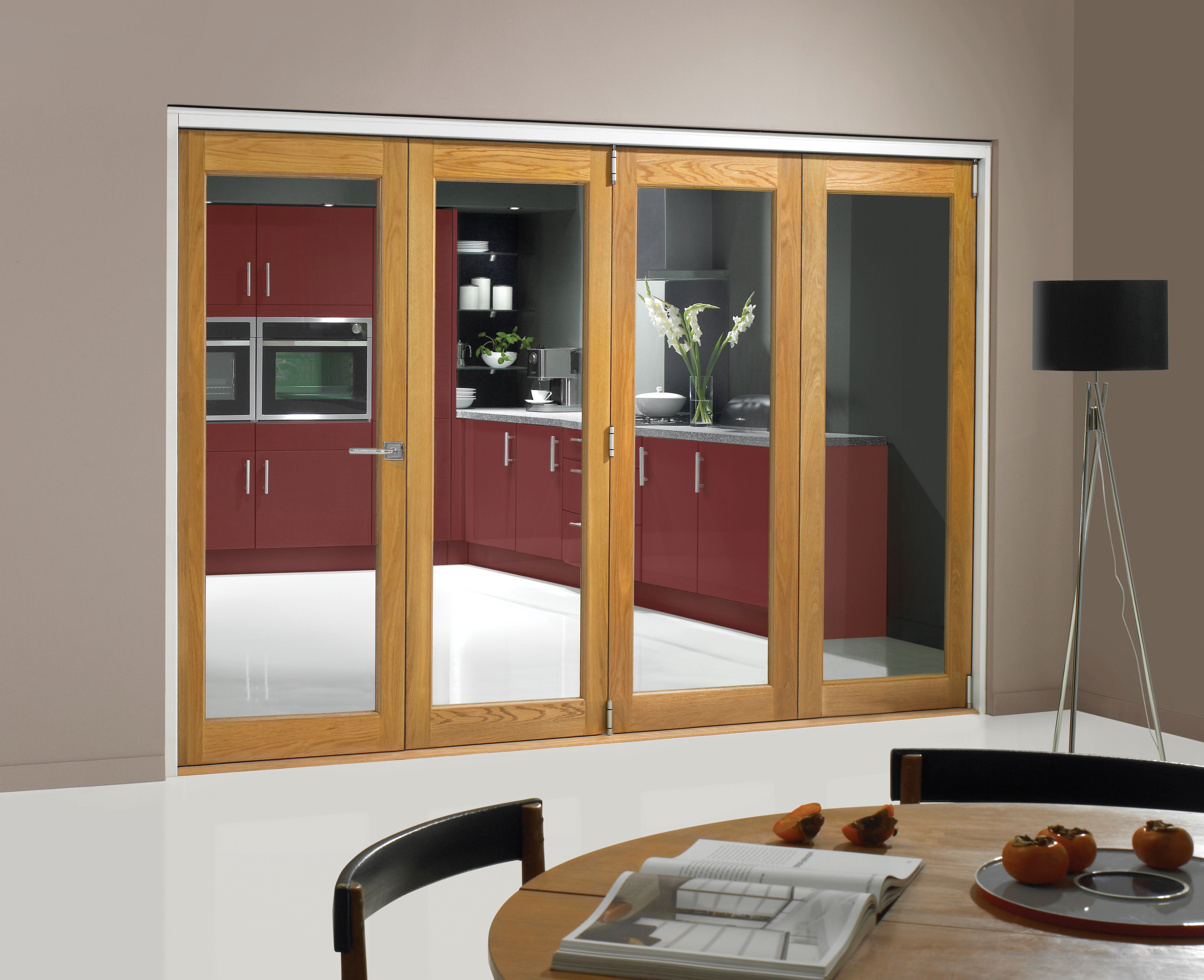 JCI Internal 1 Lite Oak Bi-Fold Door Set - 2990mm