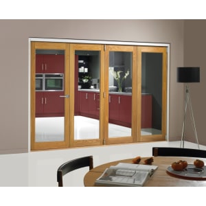 Wickes Belgrave Fully Glazed Oak 1 Lite Internal Bi-Fold 4 Door Set - 2074mm x 2990mm