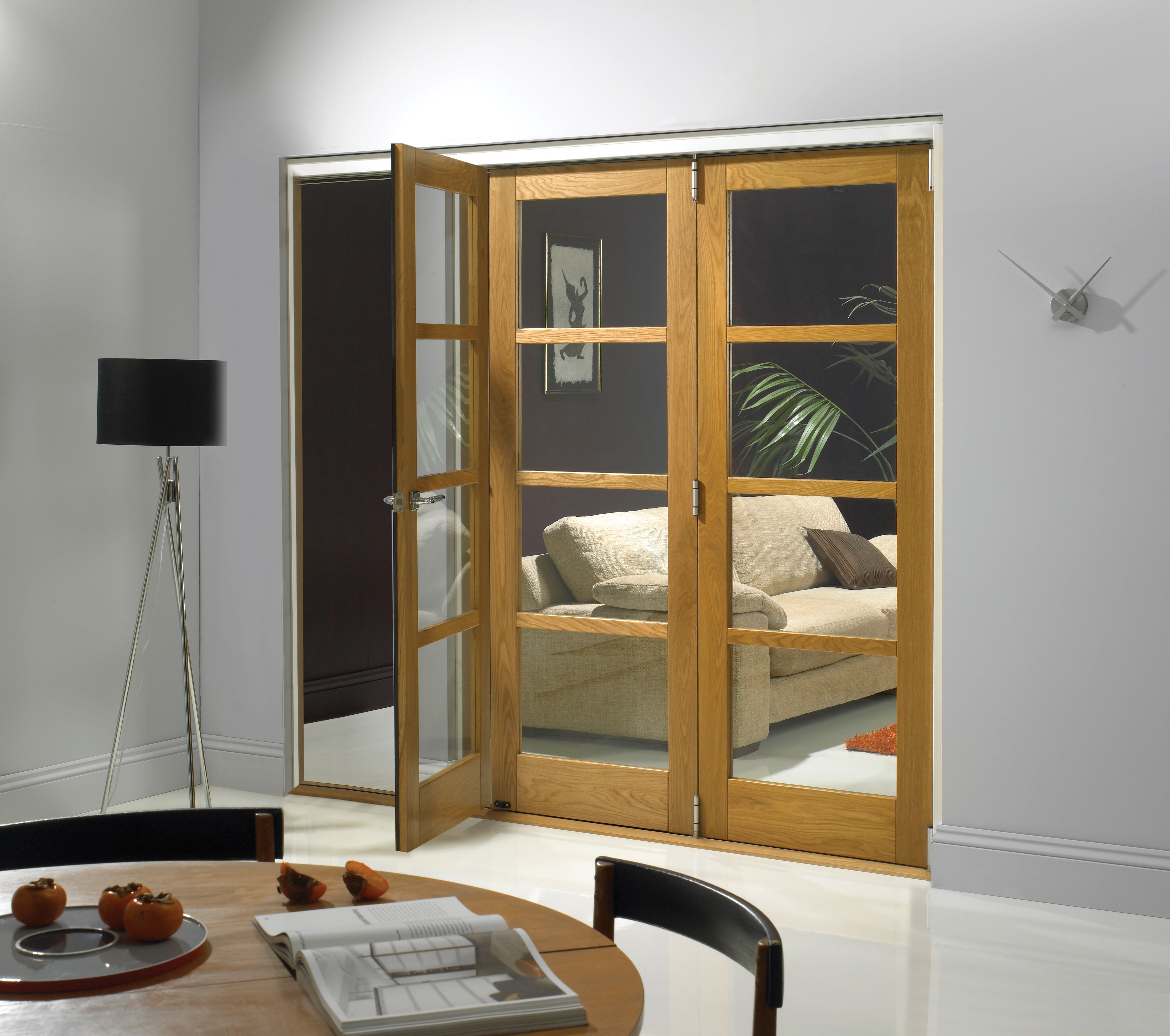 JCI Internal 4 Lite Oak Bi-Fold Door Set - 1790mm