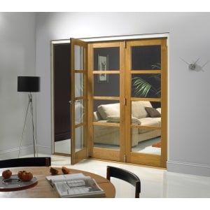 Wickes Belgrave Fully Glazed Oak 4 Lite Internal Bi-Fold 3 Door Set - 2074mm x 1790mm