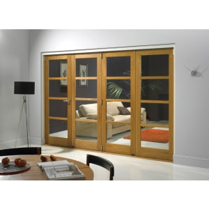 JCI Internal 4 Lite Oak Bi-Fold Door Set - 2990mm