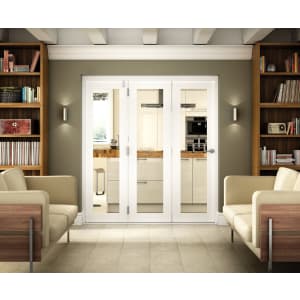 Wickes Belgrave White Fully Glazed Hardwood 1 Lite Internal Bi-Fold 3 Door Set - 2074mm x 1790mm