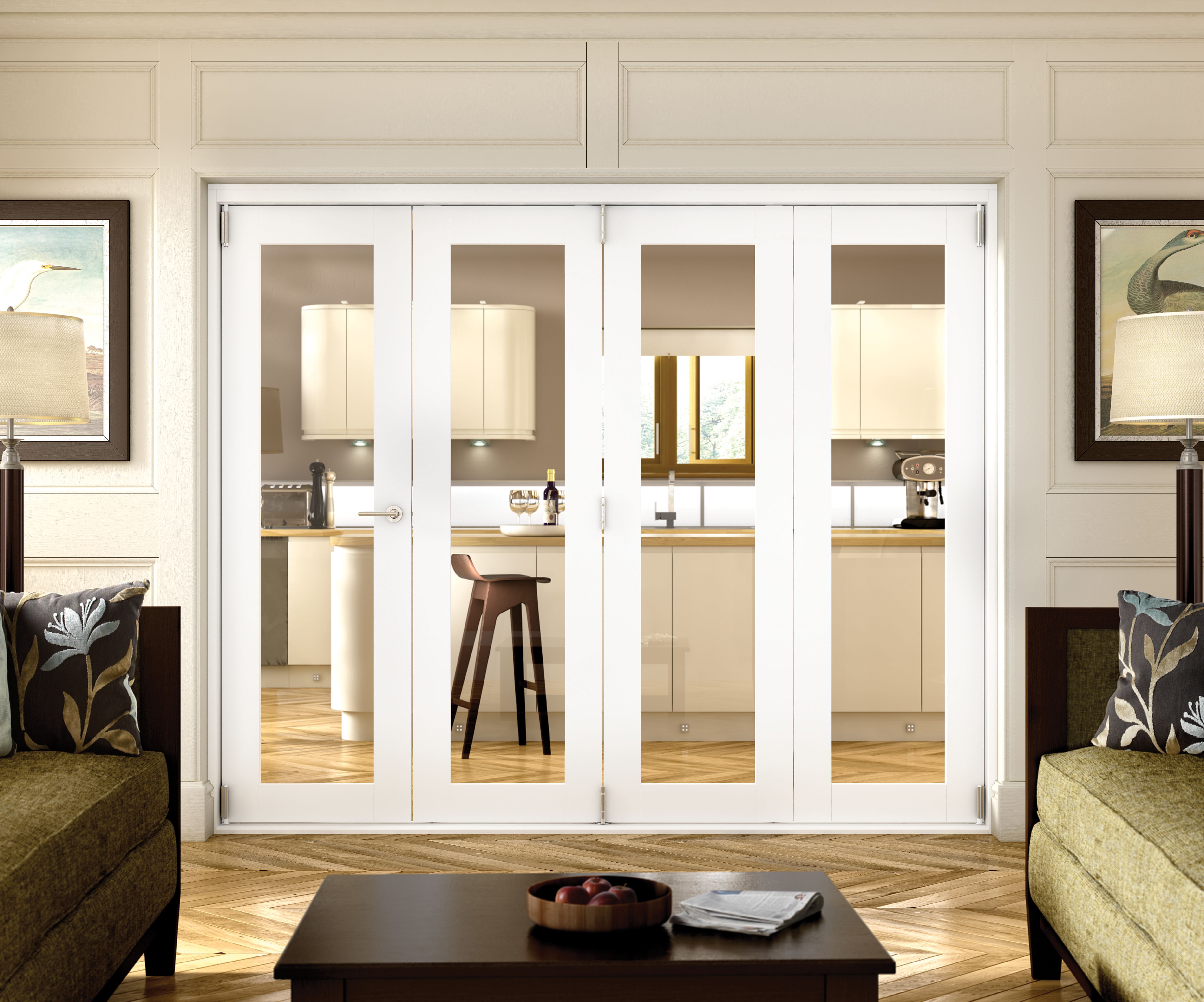 JCI Internal 1 Lite White Bi-Fold Door Set - 2990mm