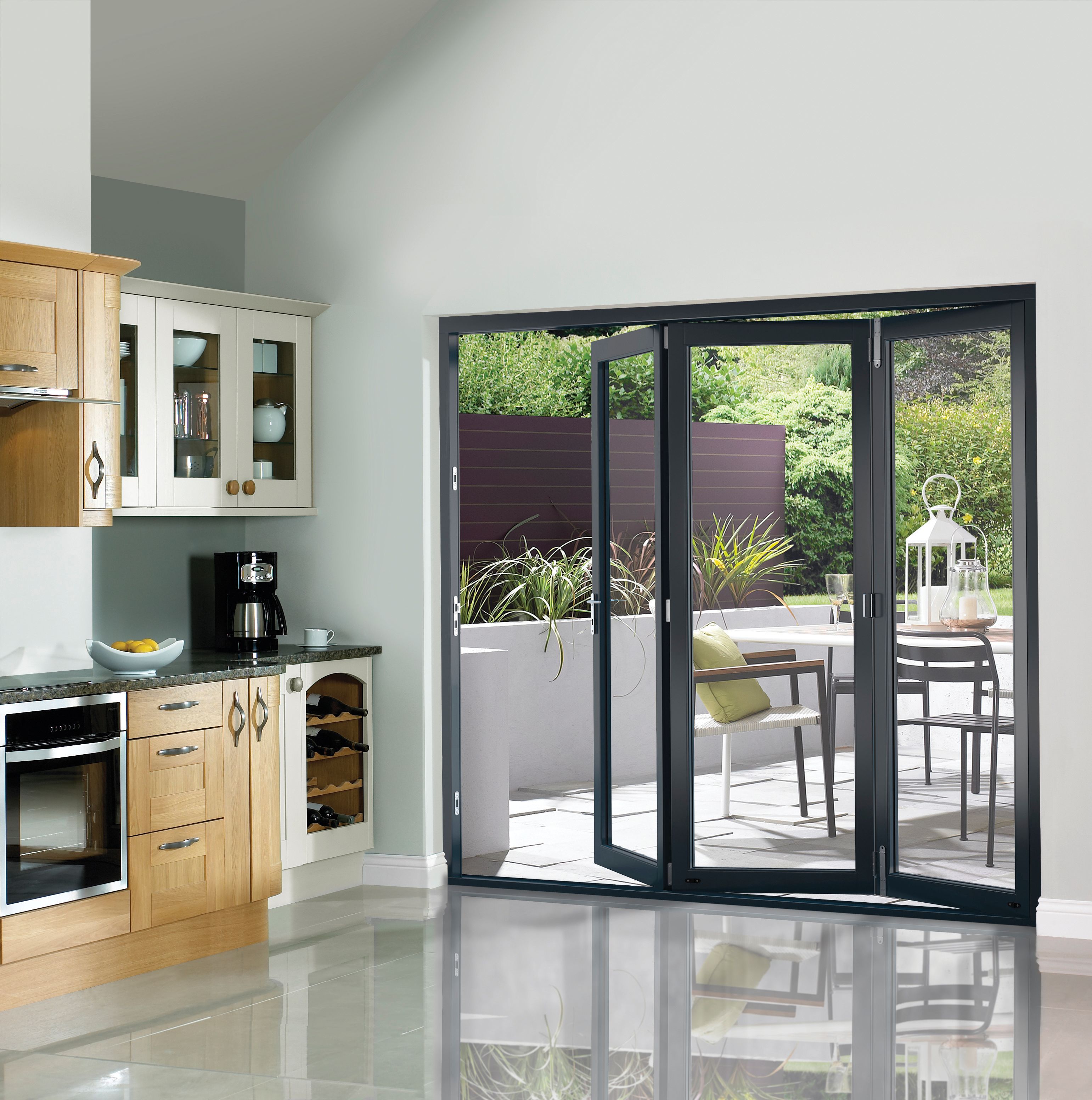 JCI Slimline Grey Bi-Fold Door Set - 2090mm