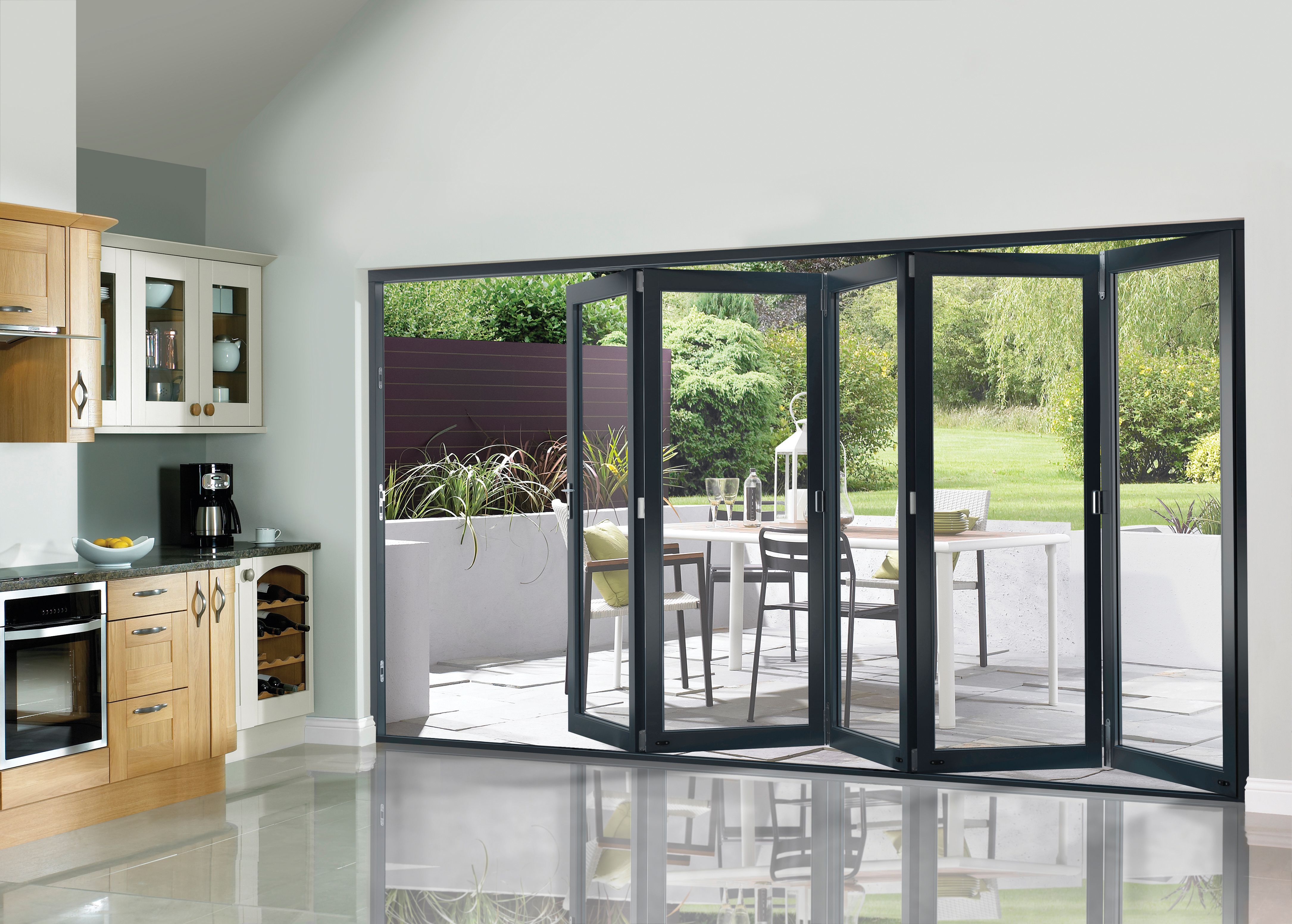 JCI Slimline Grey Bi-Fold Door Set - 3590mm