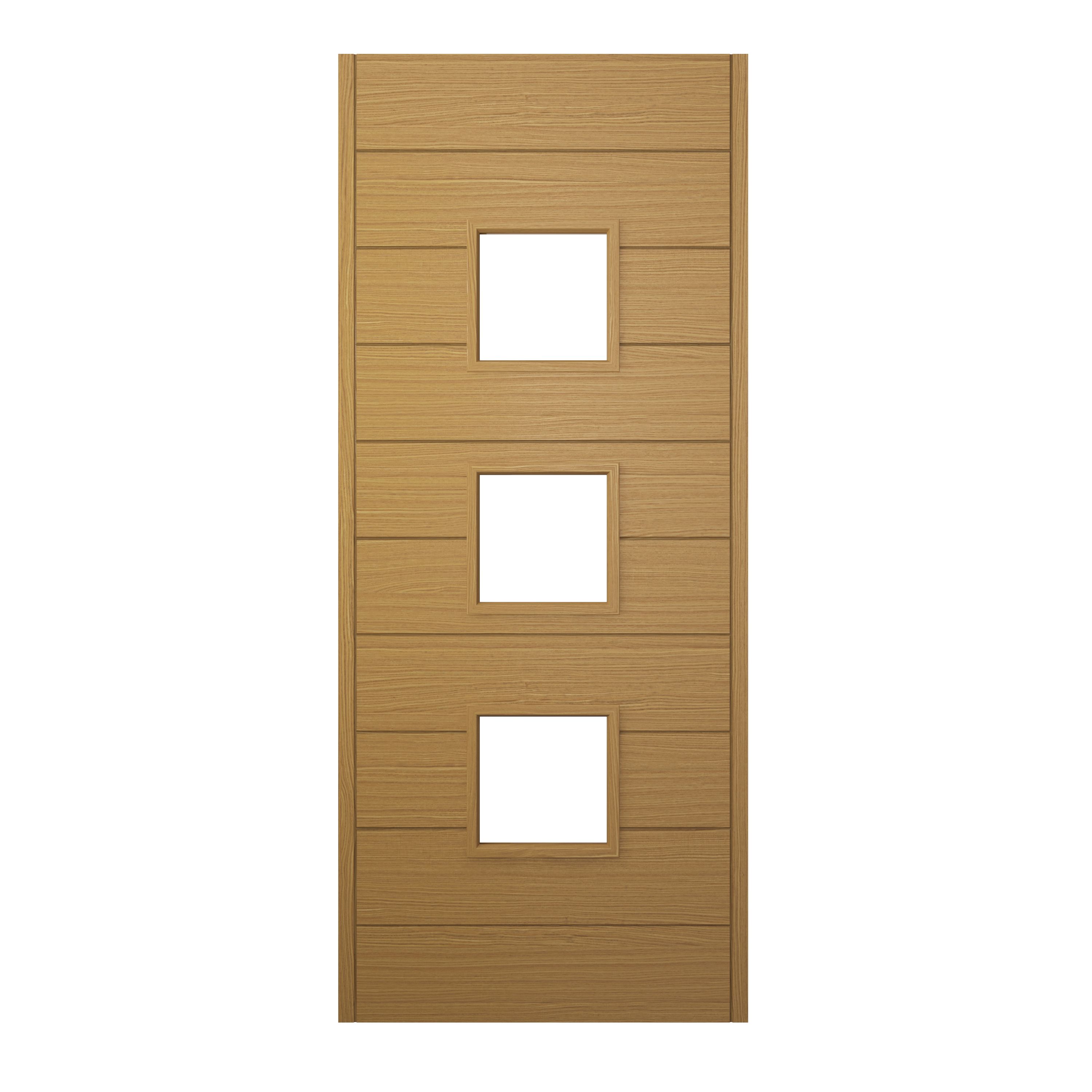 Image of JCI Ultimate Malmo Oak External Hardwood Door with Handle - 2032 x 813mm