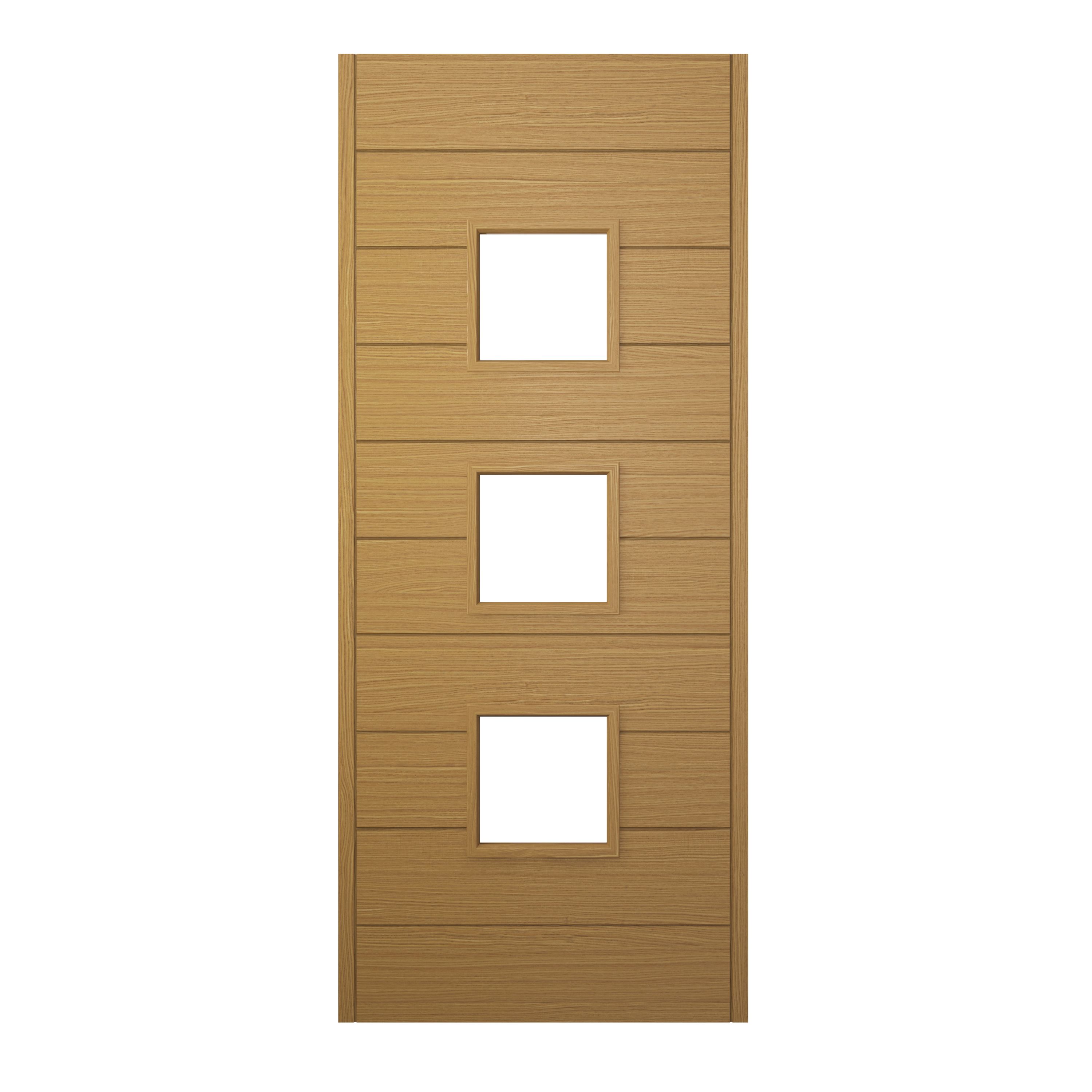 JCI Ultimate Malmo Oak External Hardwood Door with Handle - 2032 x 813mm