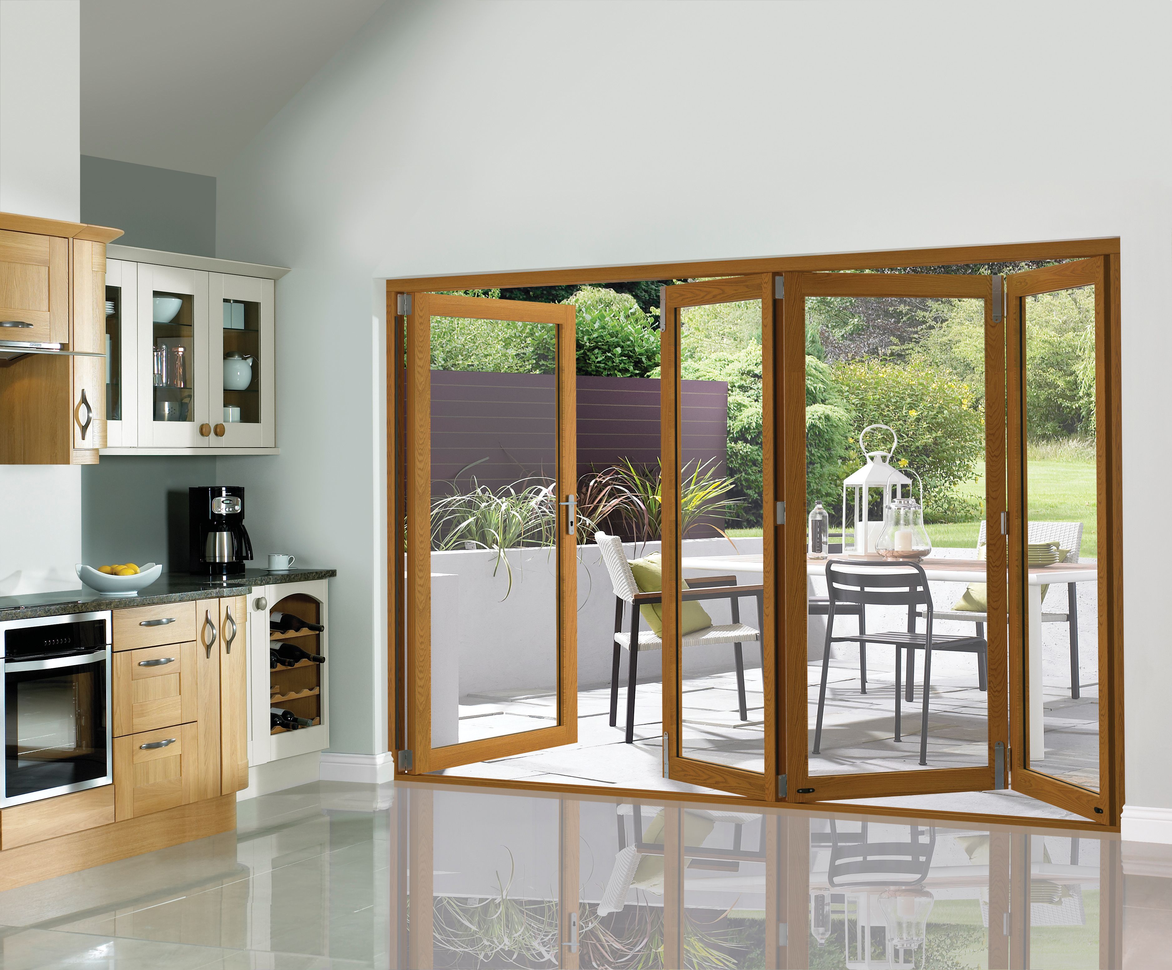 JCI Slimline Finished Oak Bi-Fold Door Set - 2990mm | Wickes.co.uk