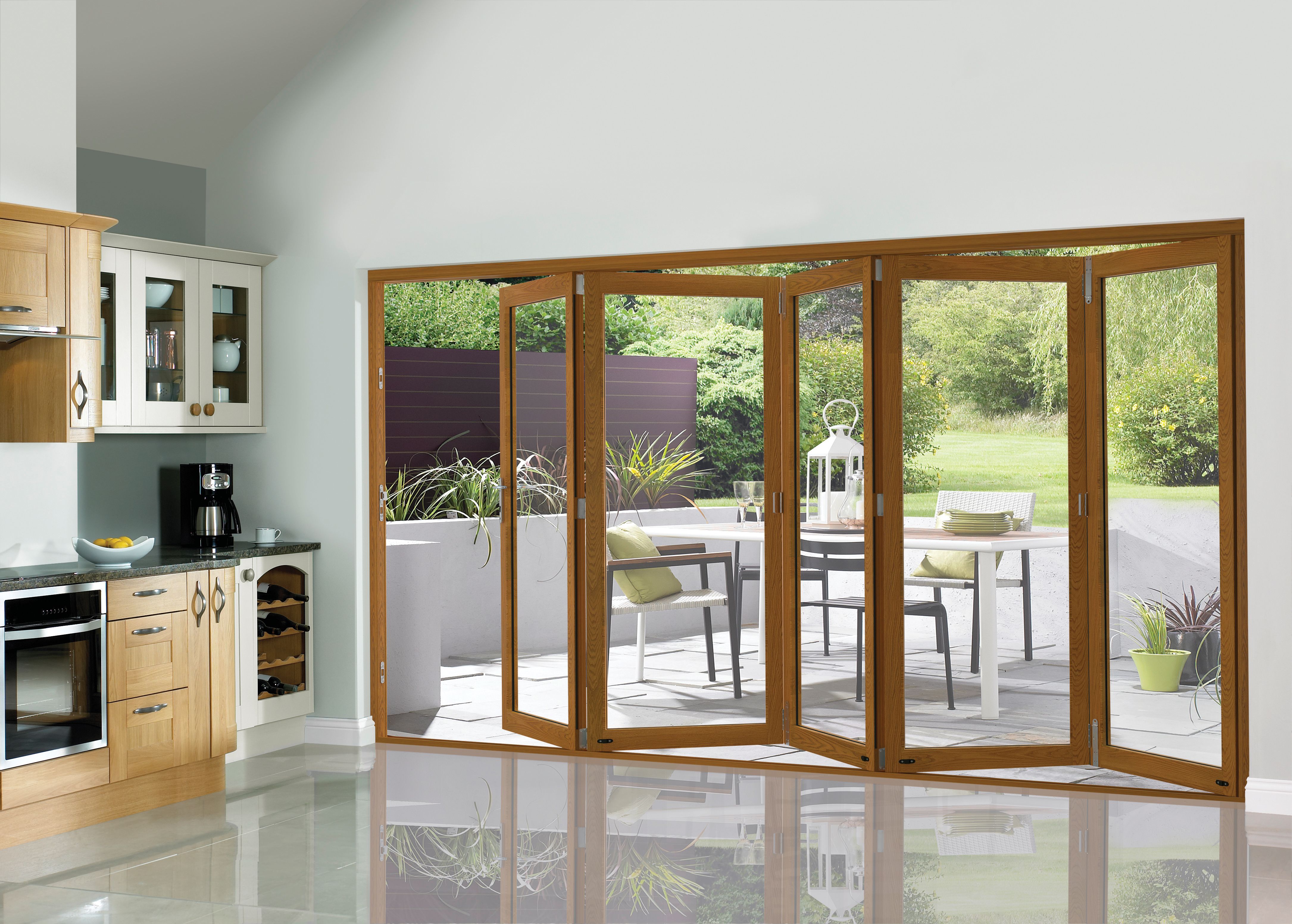 JCI Slimline Finished Oak Bi-Fold Door Set - 3590mm