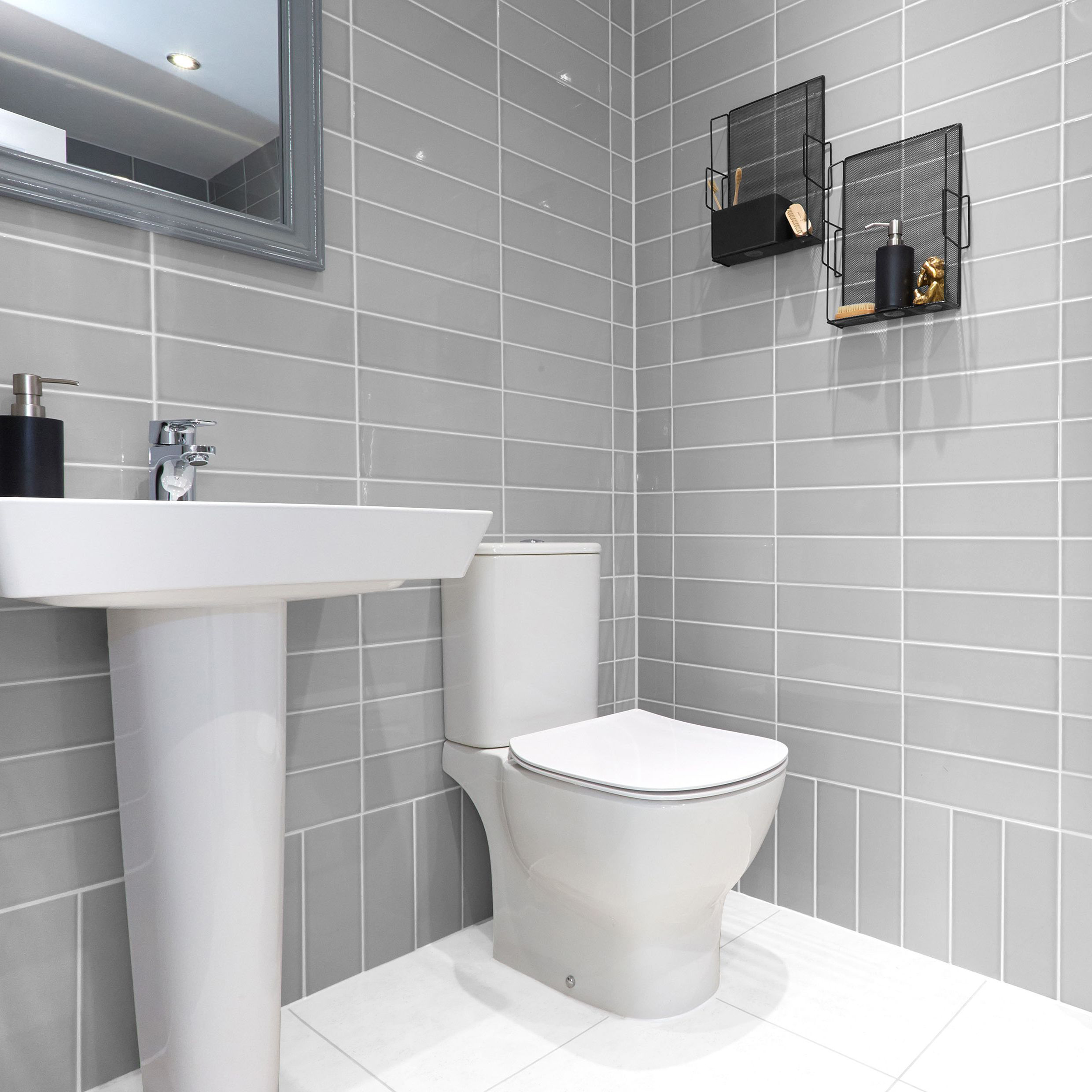 Image of Wickes Soho Light Grey Ceramic Wall Tile - 300 x 100mm