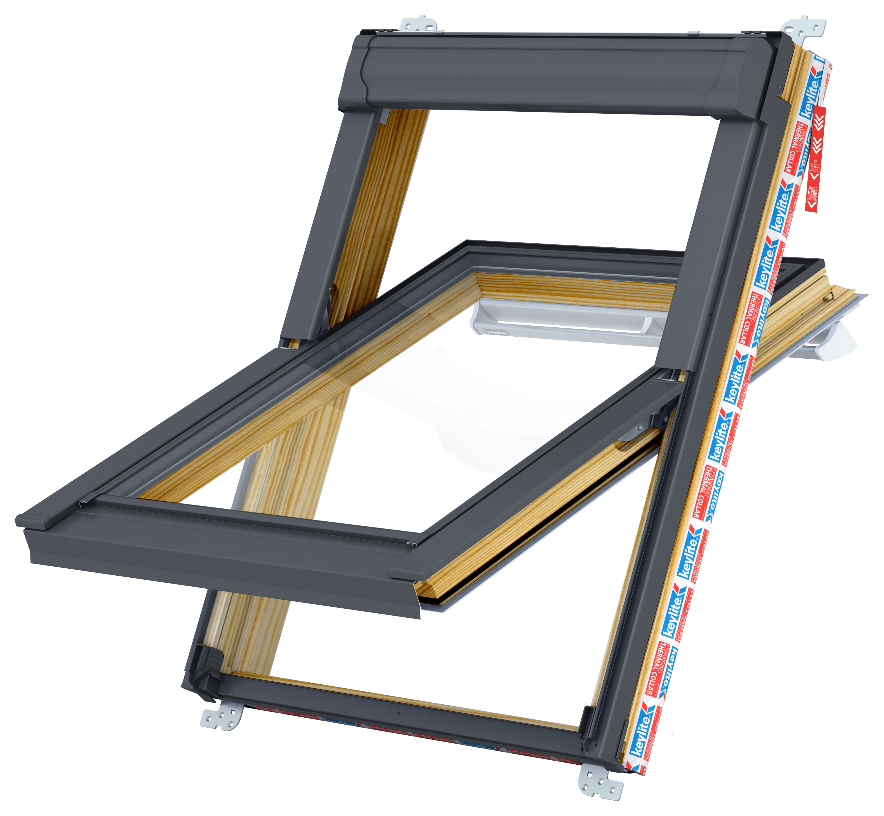 Keylite TCP 10 HT Centre Pivot Double Glazed Pine Roof Window - 1340 x 1400mm